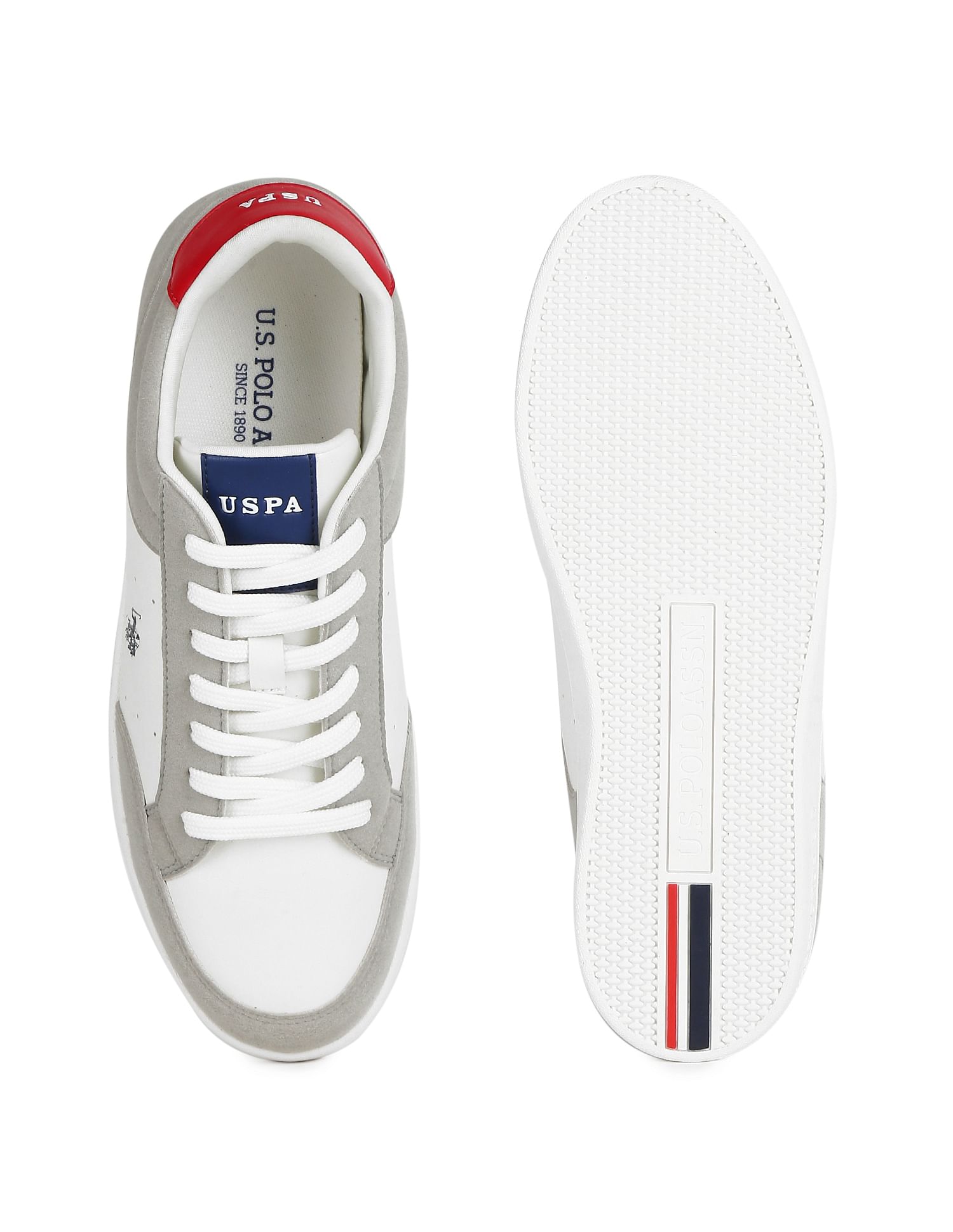 Men Colour Block Lace Up Liotto Sneakers Off-White and Grey - U.S. POLO ASSN. | Large