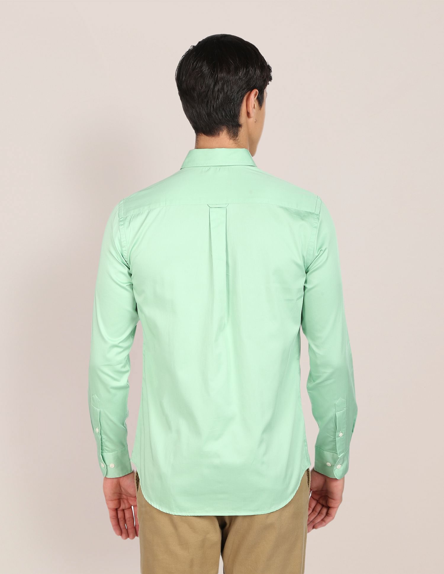 Tailored Fit Cotton Casual Shirt Light Green - U.S. Polo Assn. India | Large