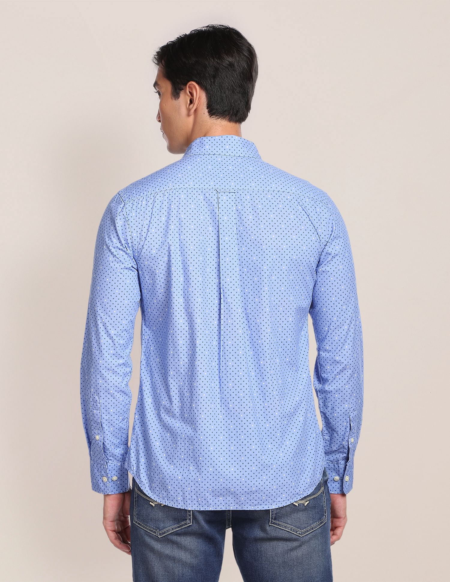 Spread Collar Printed Casual Shirt Light Blue - U.S. POLO ASSN. | Large