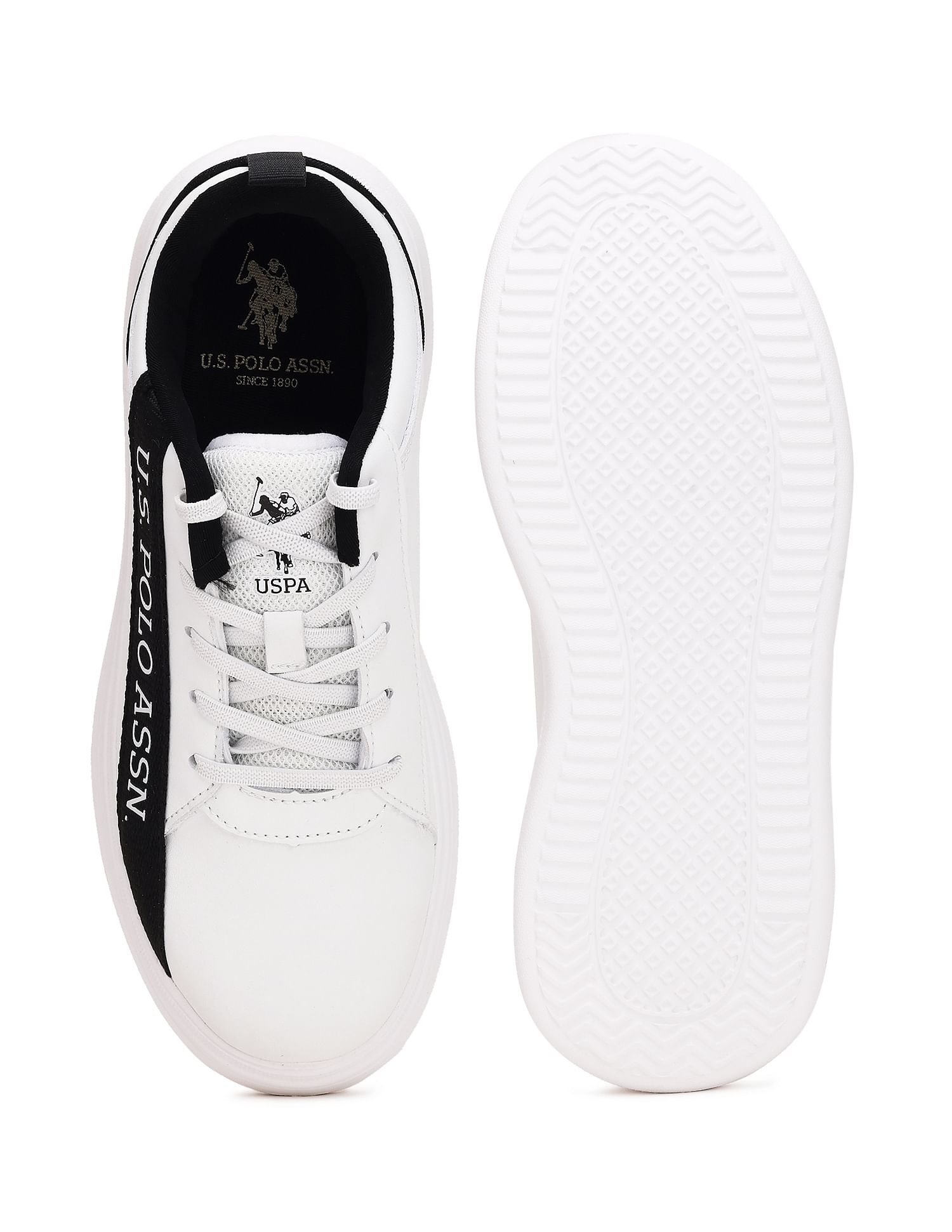 Women Brand Tape Lianna Sneakers White and Black - U.S. POLO ASSN. | Large