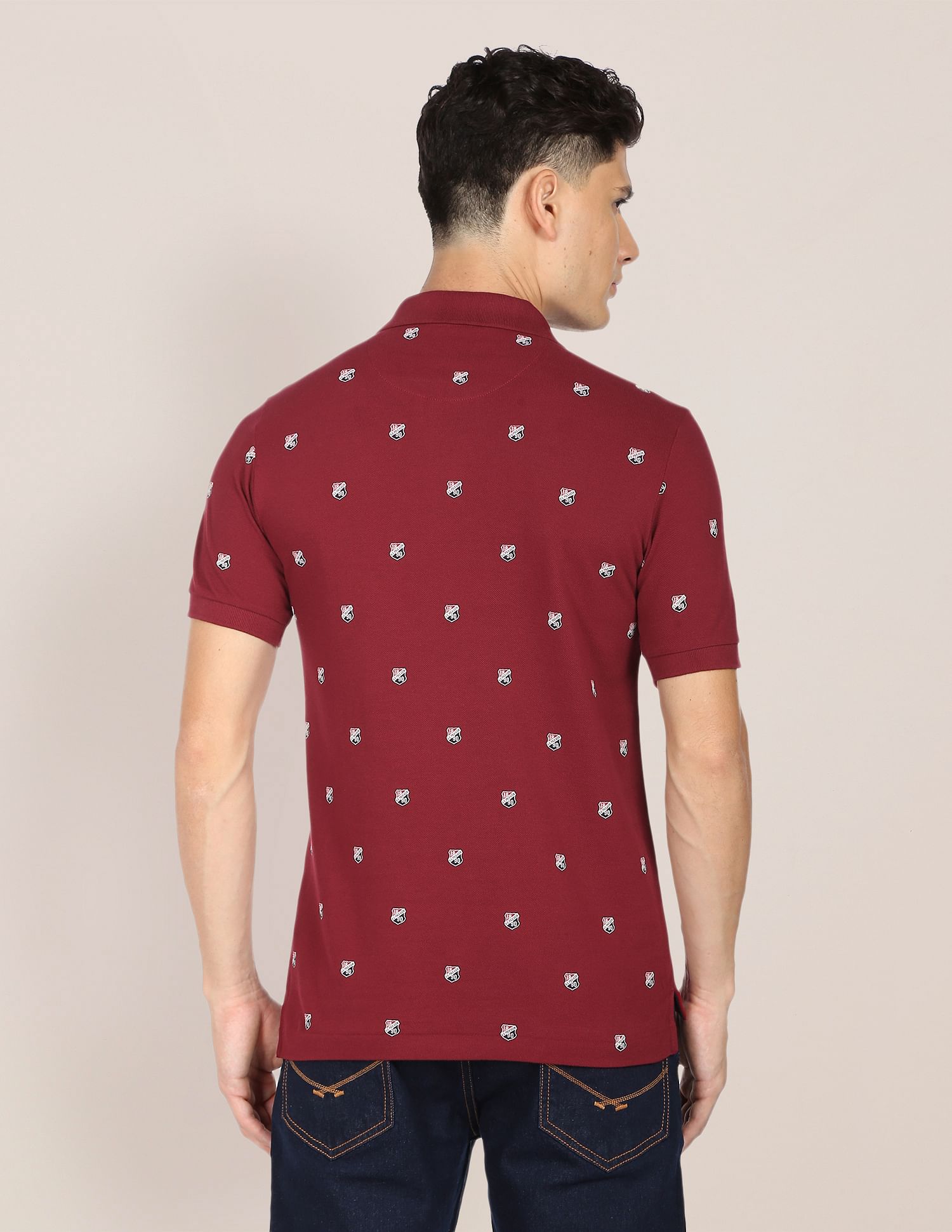 Shield Print Polo Shirt Dark Red - U.S. Polo Assn. India | Large