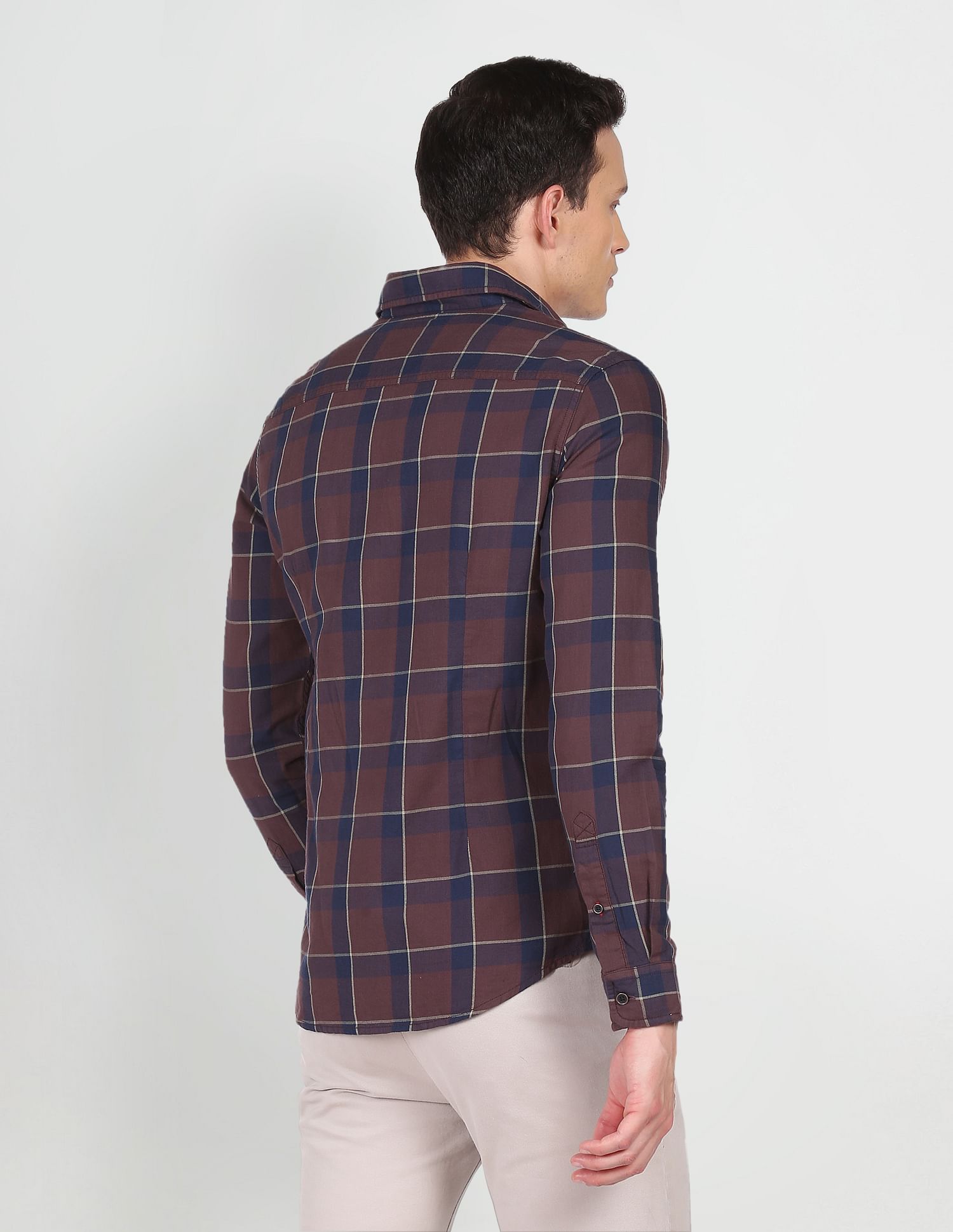 Cotton Twill Plaid Check Casual Shirt Brown - U.S. Polo Assn. India | Large