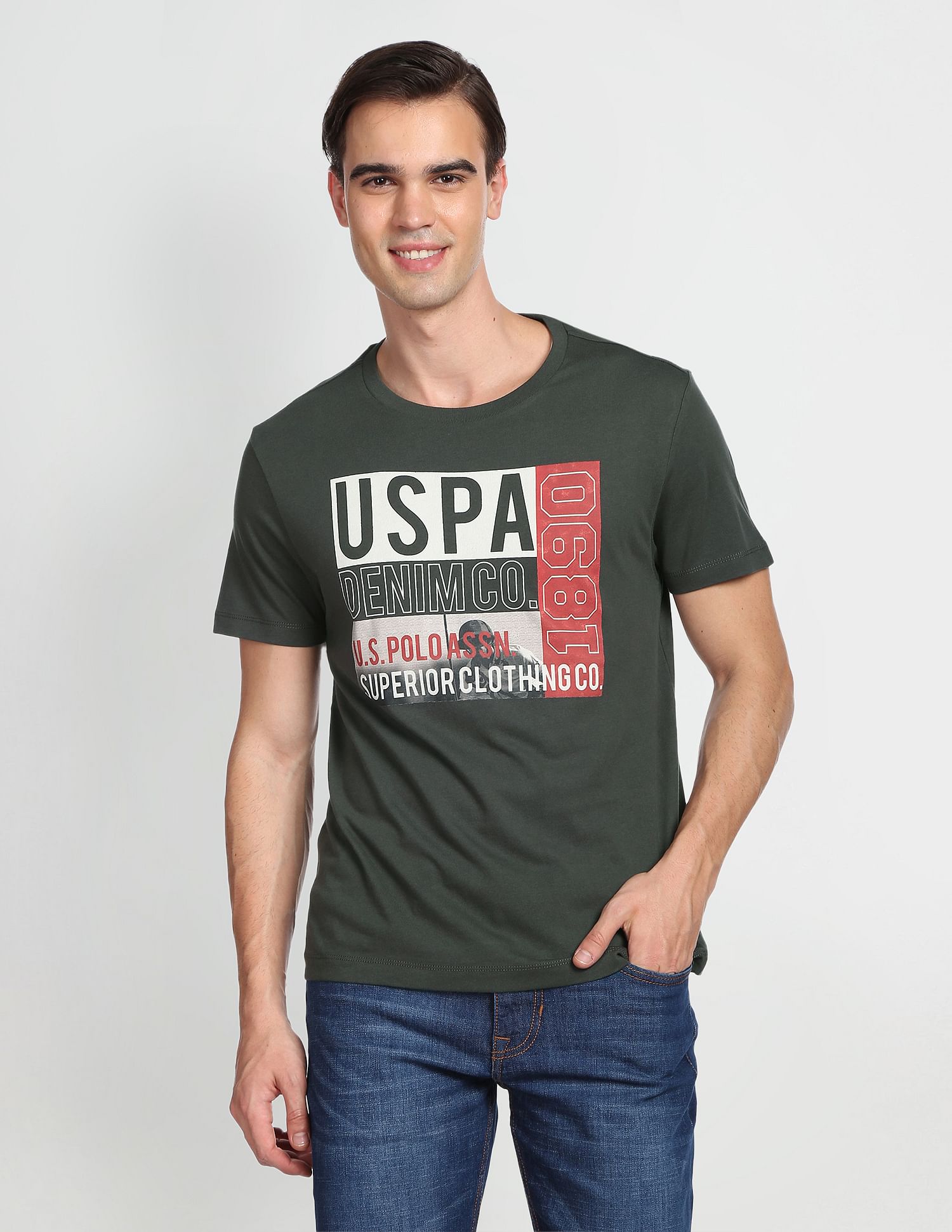 Stacked Logo T-Shirt Olive - U.S. Polo Assn. India | Large