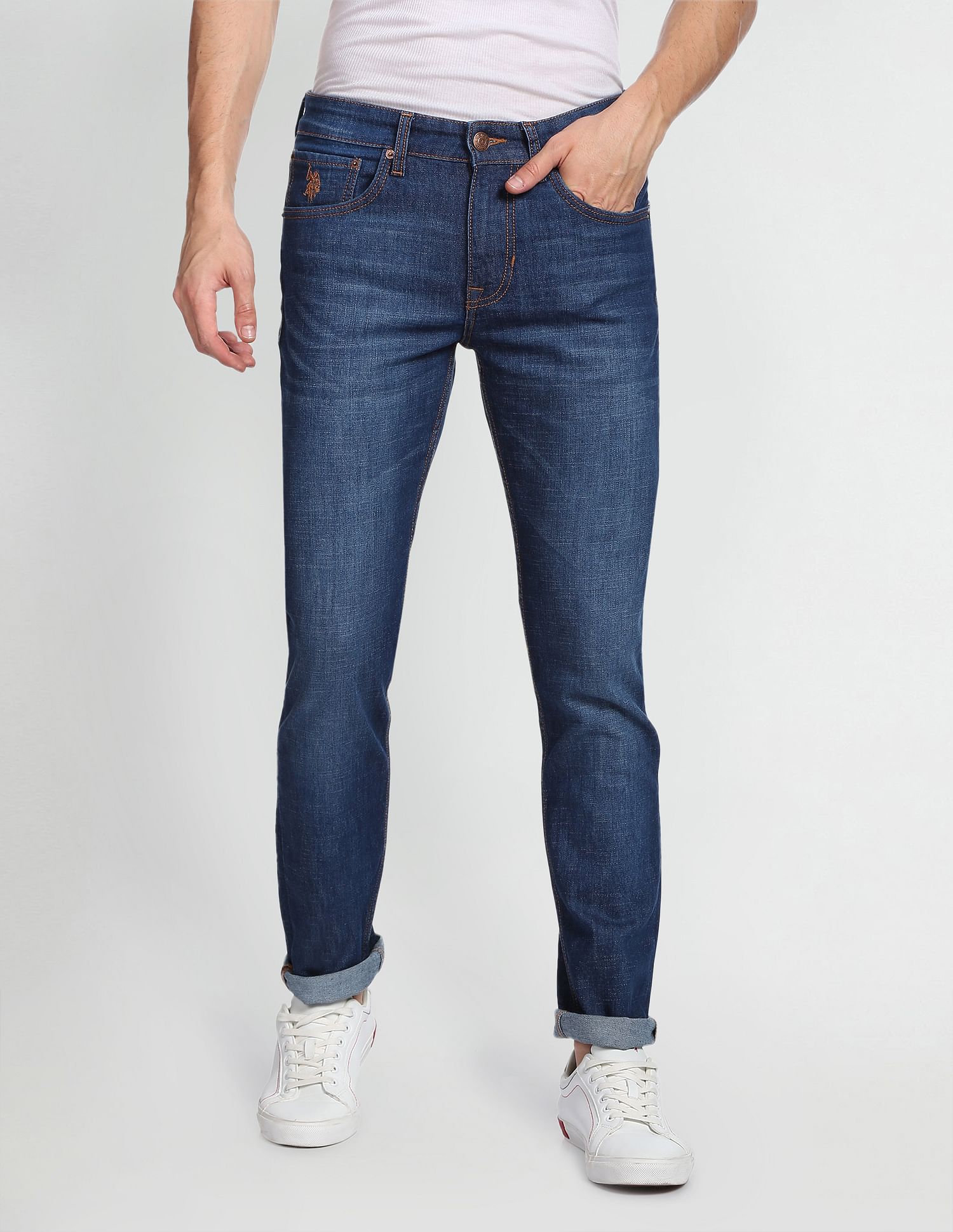 Men Blue Brandon Slim Tapered Fit Jeans – U.S. Polo Assn. India