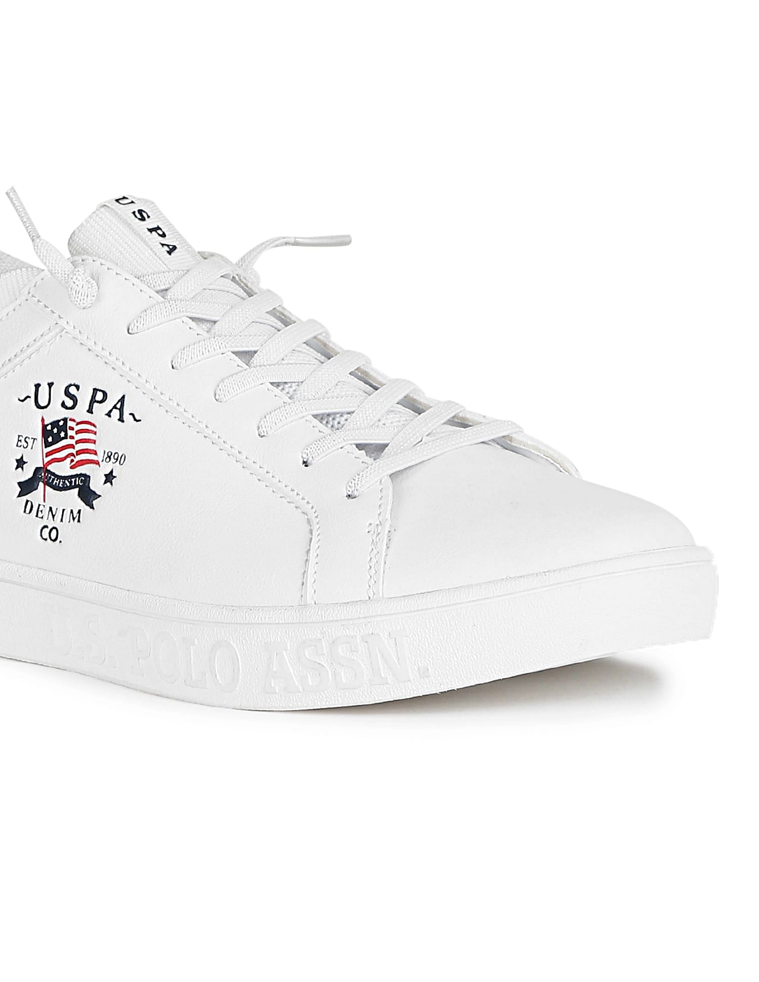 Men Round Toe Logo Hafer Sneakers White - U.S. Polo Assn. India | Large
