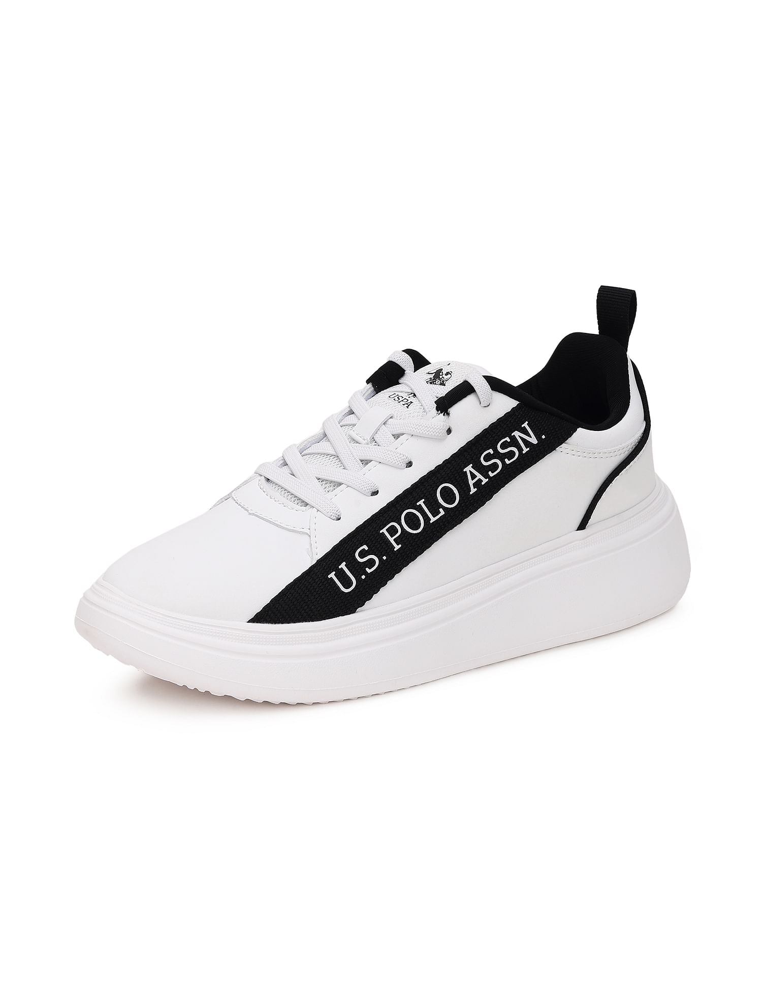 Women Brand Tape Lianna Sneakers White and Black - U.S. POLO ASSN. | Large