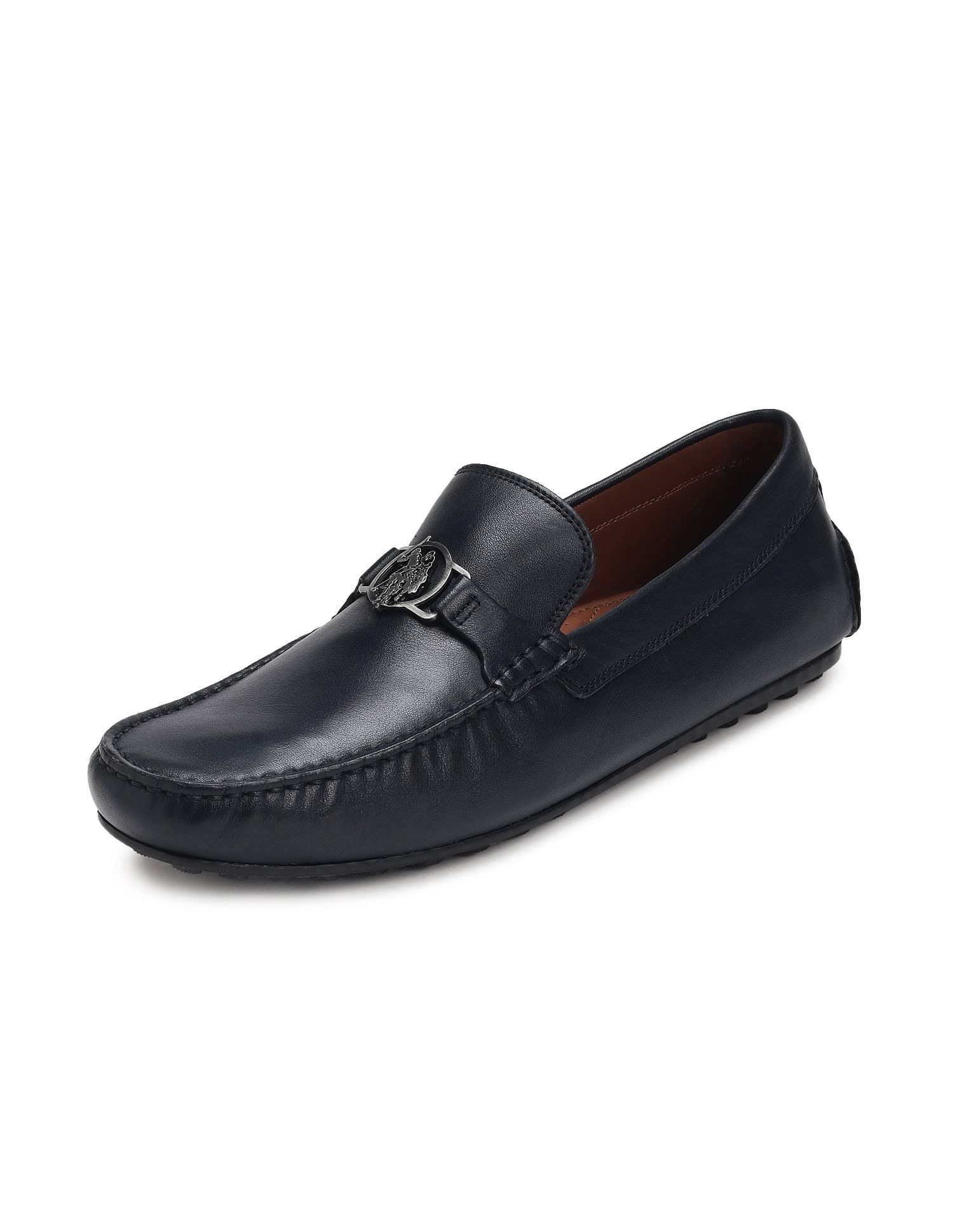 Men Metallic Logo Solid Raptor Slip On Shoes Navy - U.S. Polo Assn. India | Large