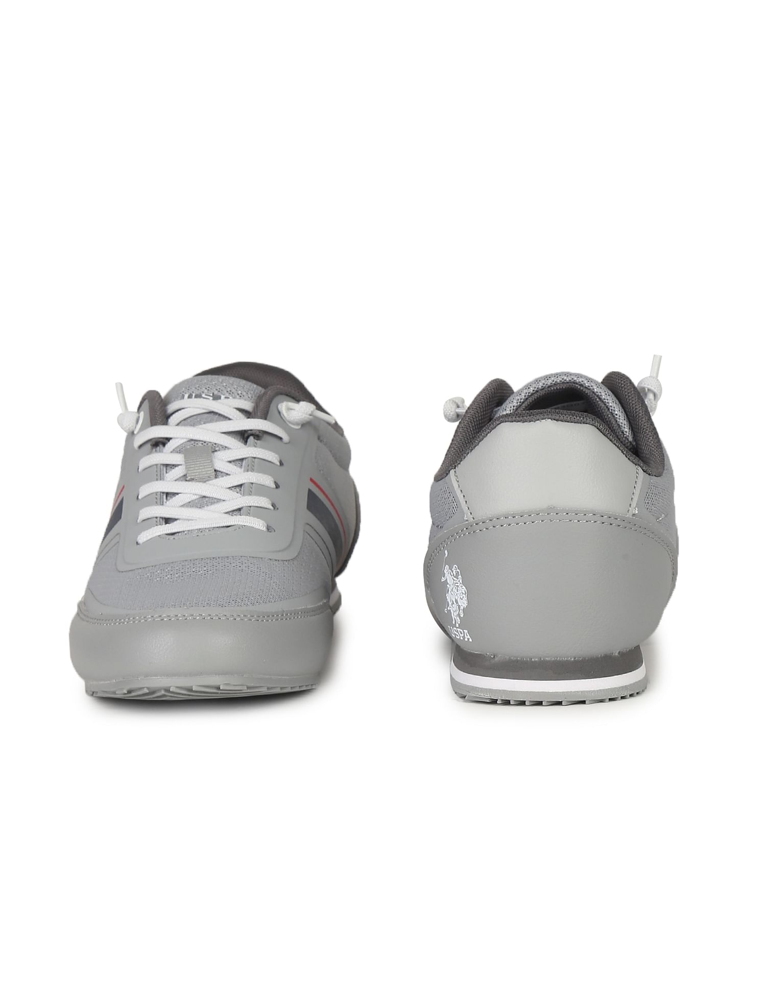Men Knit Contrast Stripe Garcia Sneakers Grey - U.S. Polo Assn. India | Large