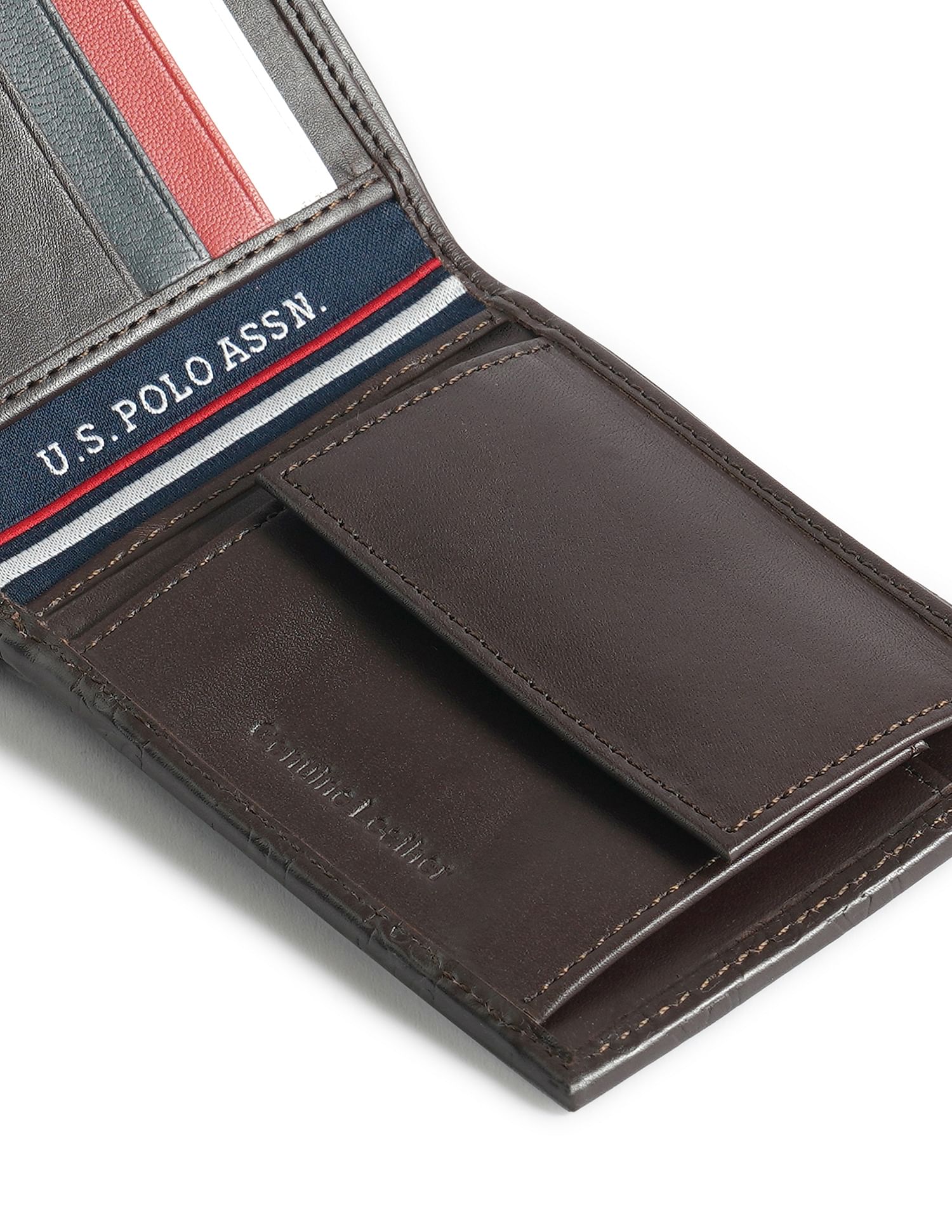 Bi-Fold Debossed Wallet Dark Brown - U.S. Polo Assn. India | Large