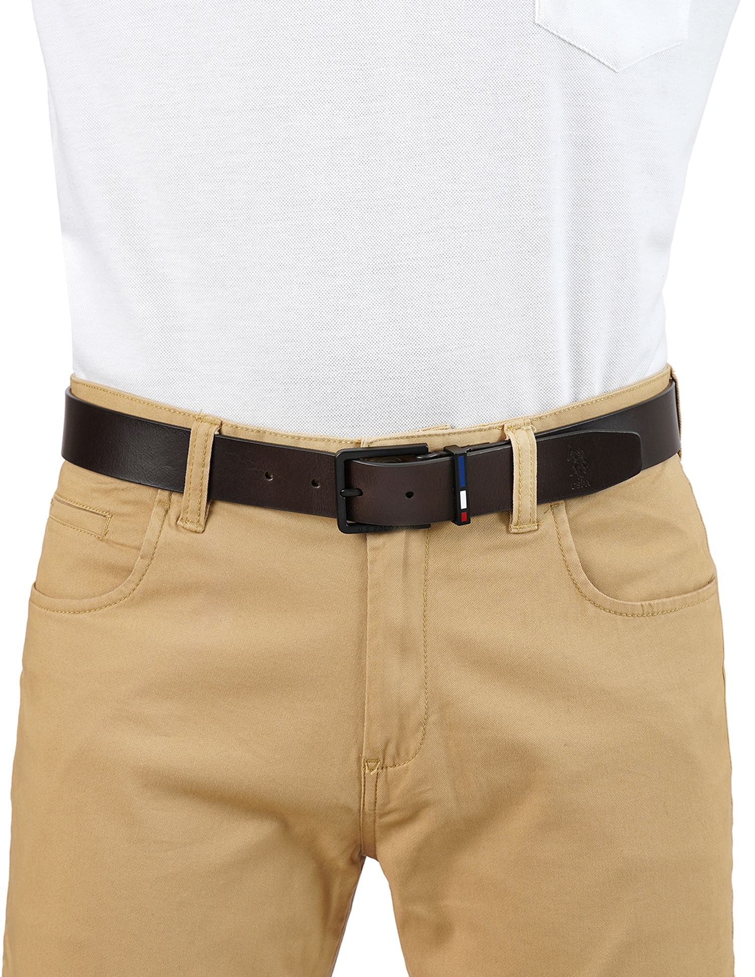 Trento Solid Leather Belt Brown - U.S. POLO ASSN. | Large