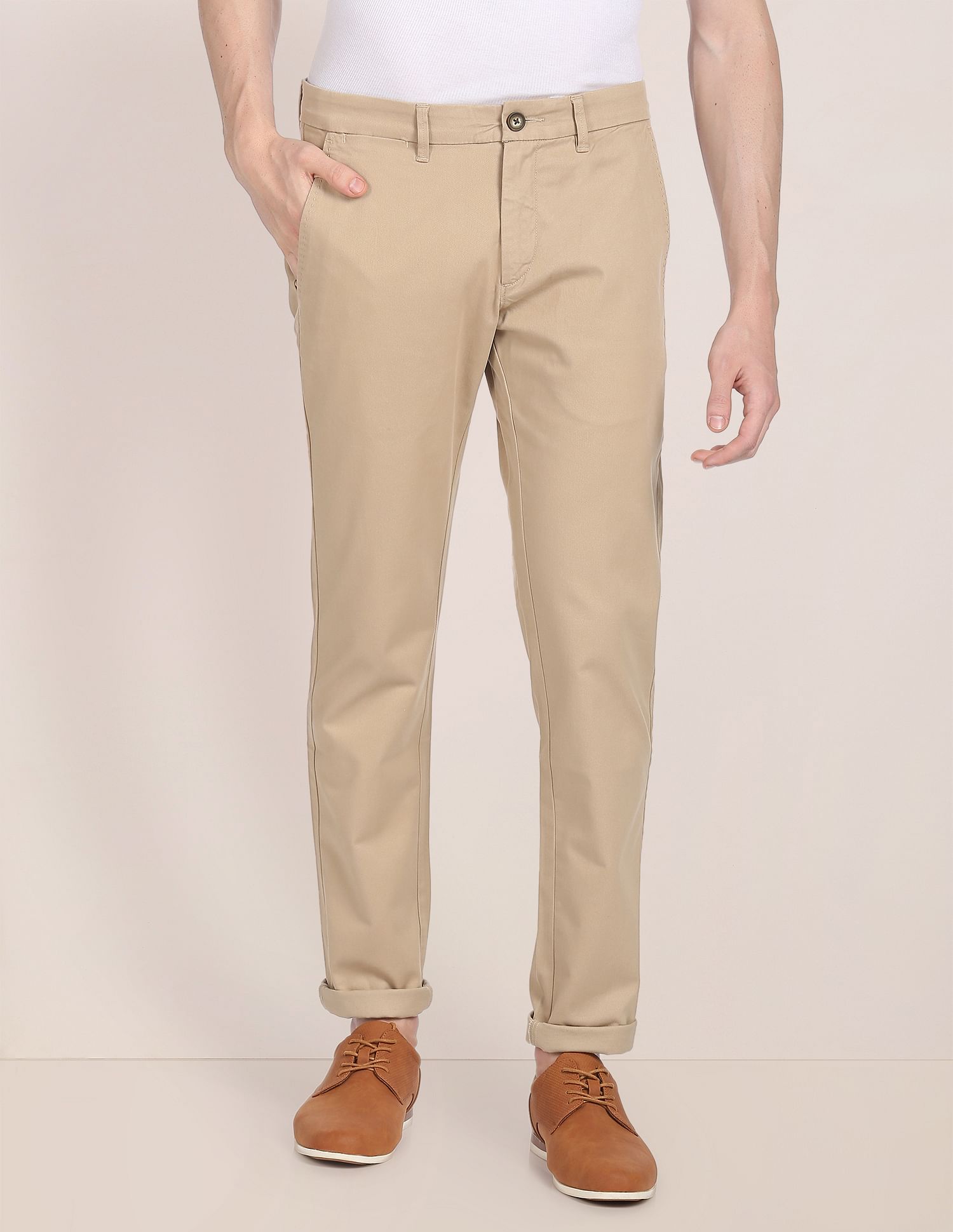 Mid Rise Twill Casual Trousers Khaki - U.S. POLO ASSN. | Large