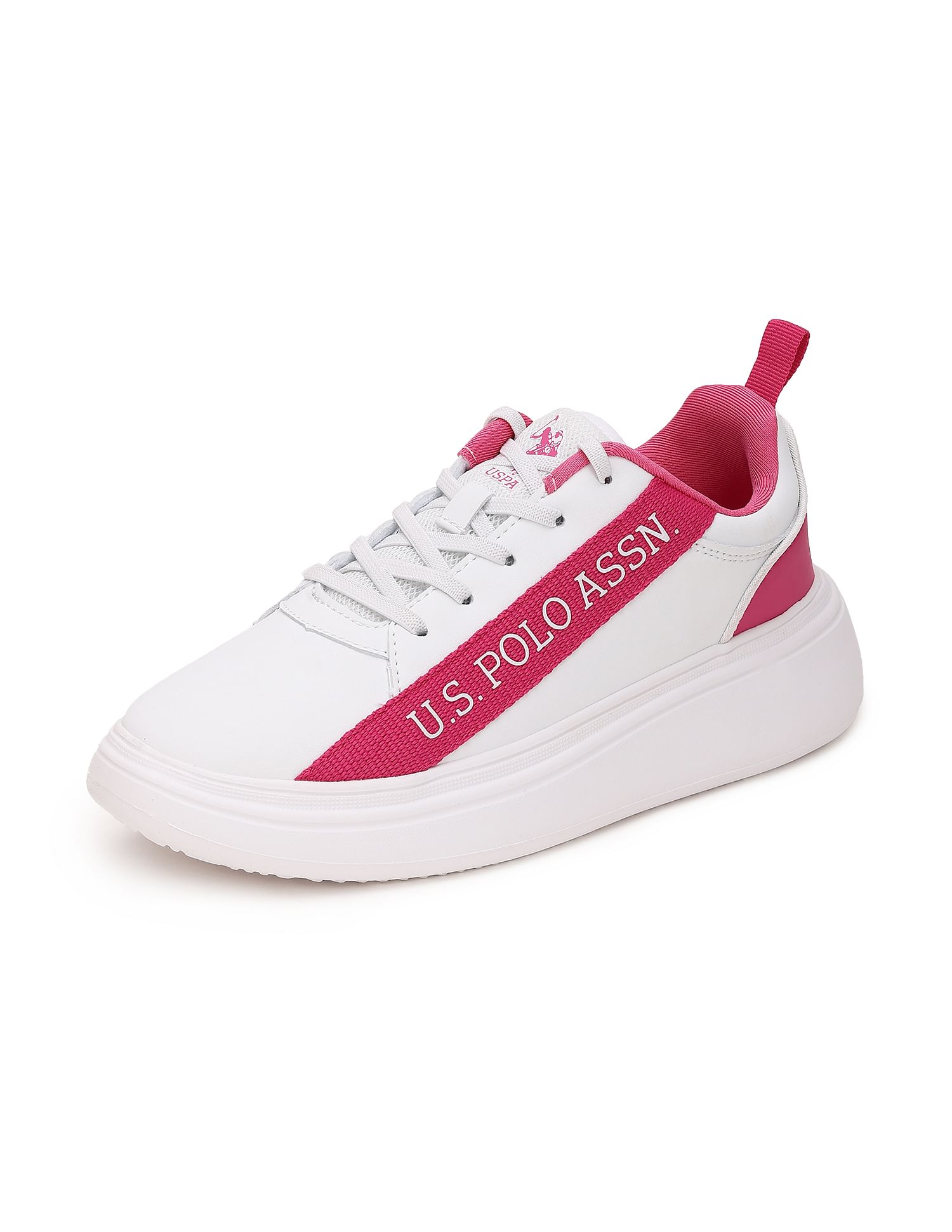 Women Brand Tape Lianna Sneakers White and Pink - U.S. POLO ASSN. | Large