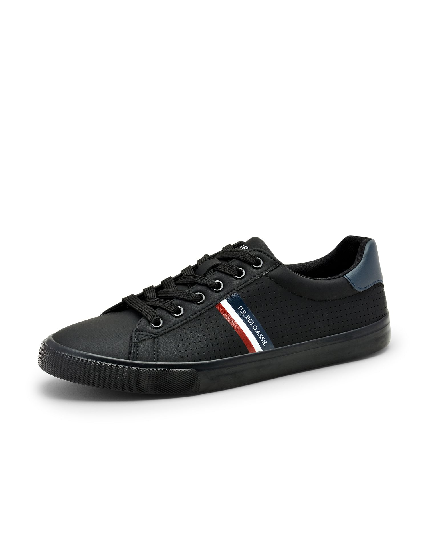 Men Brand Stripe Perforated Capron 2.0 Sneakers Black - U.S. Polo Assn. India | Large