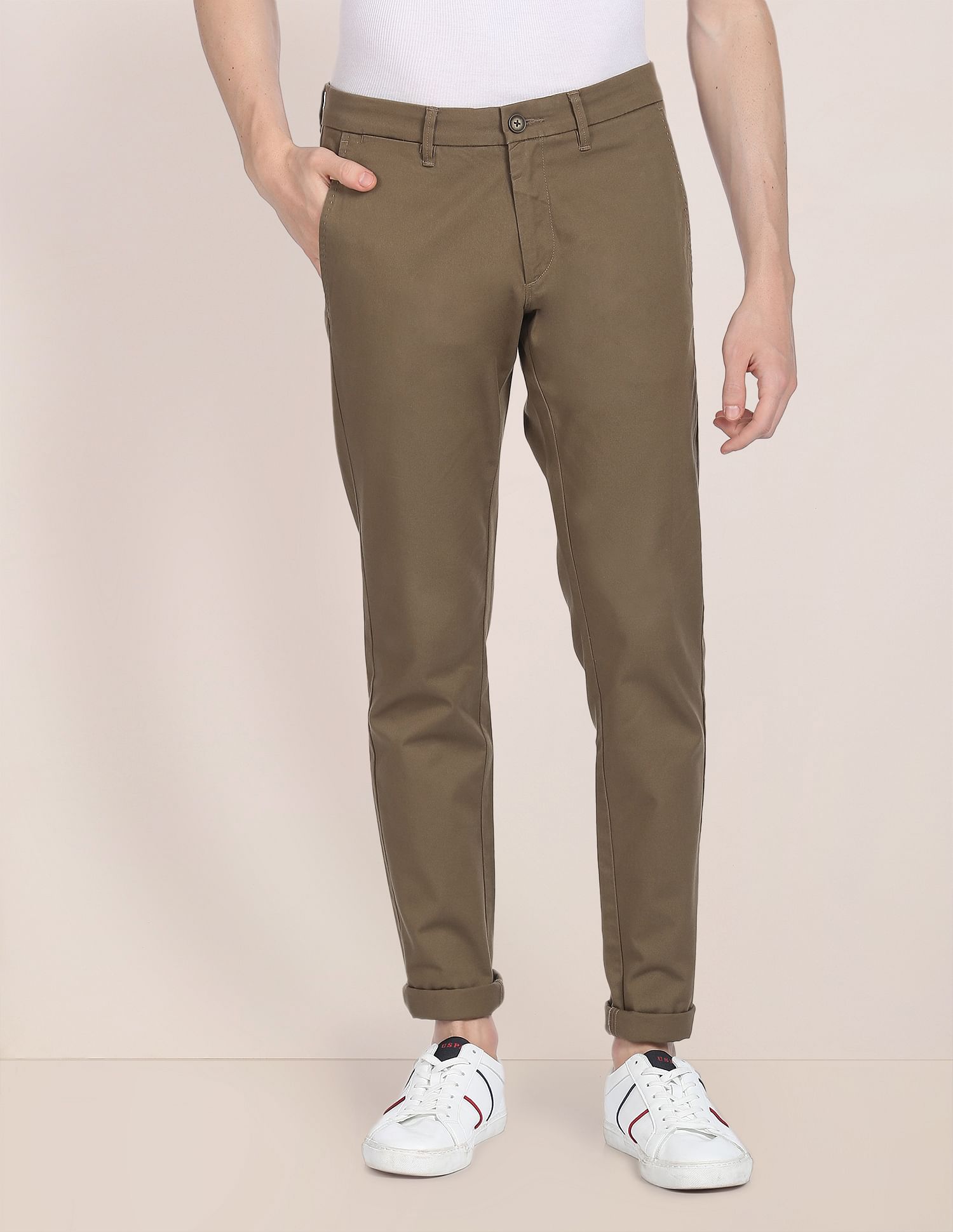 Denver Slim Fit Stretch Chinos Brown - U.S. POLO ASSN. | Large