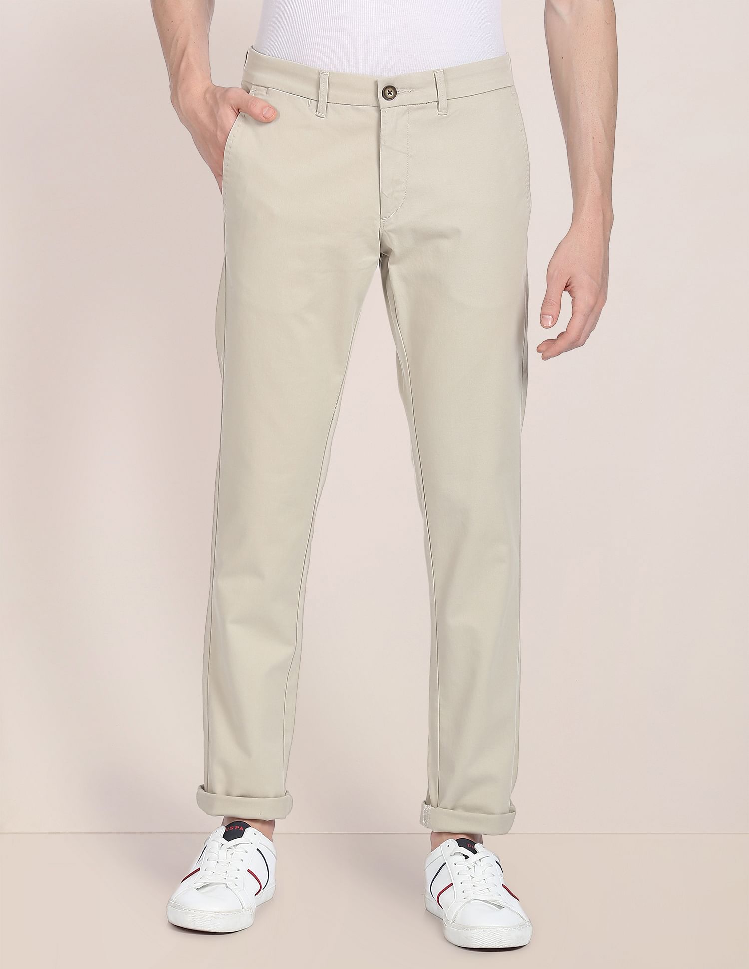 Denver Slim Fit Stretch Chinos Stone - U.S. POLO ASSN. | Large