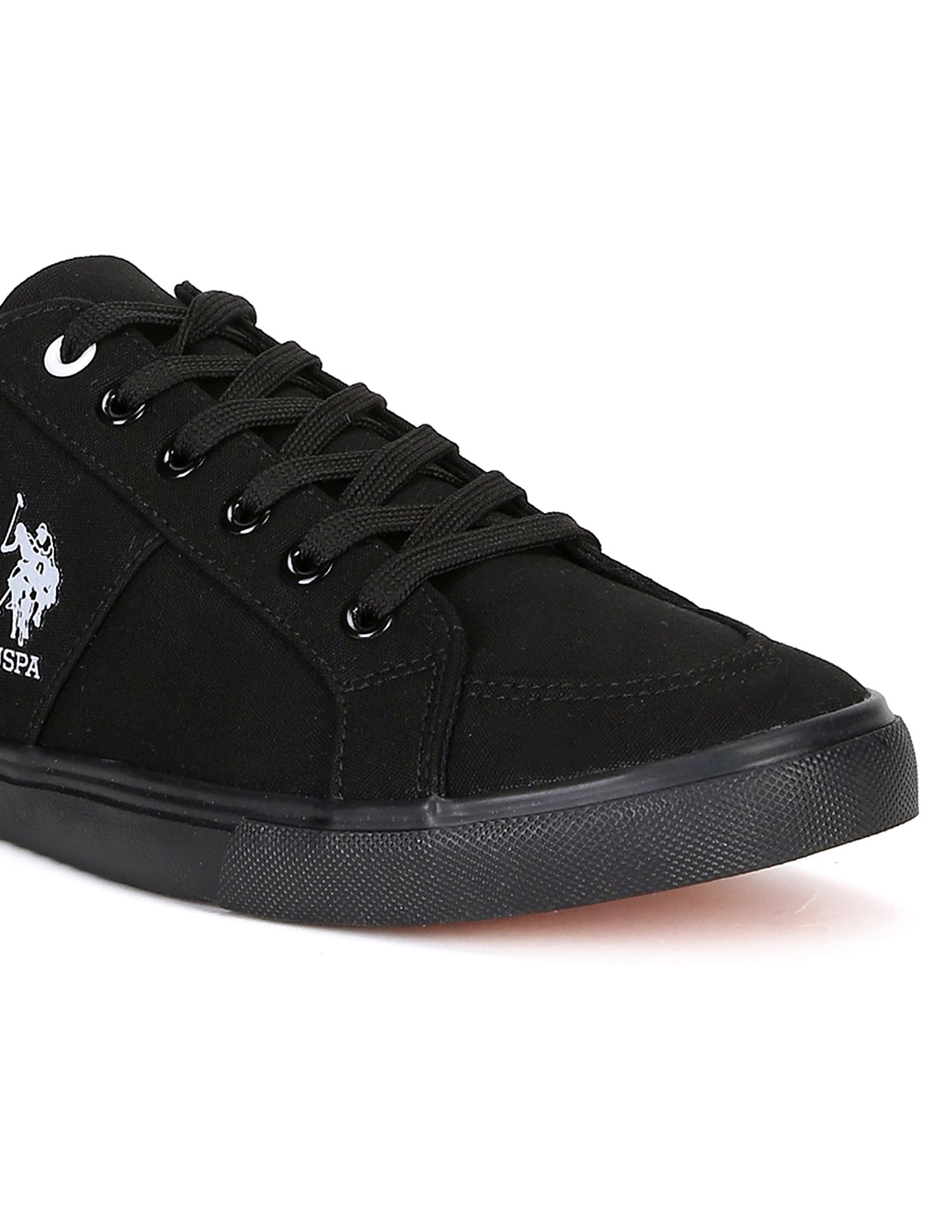 Men Contrast Stripe Canvas Clarkin Sneakers Black - U.S. POLO ASSN. | Large