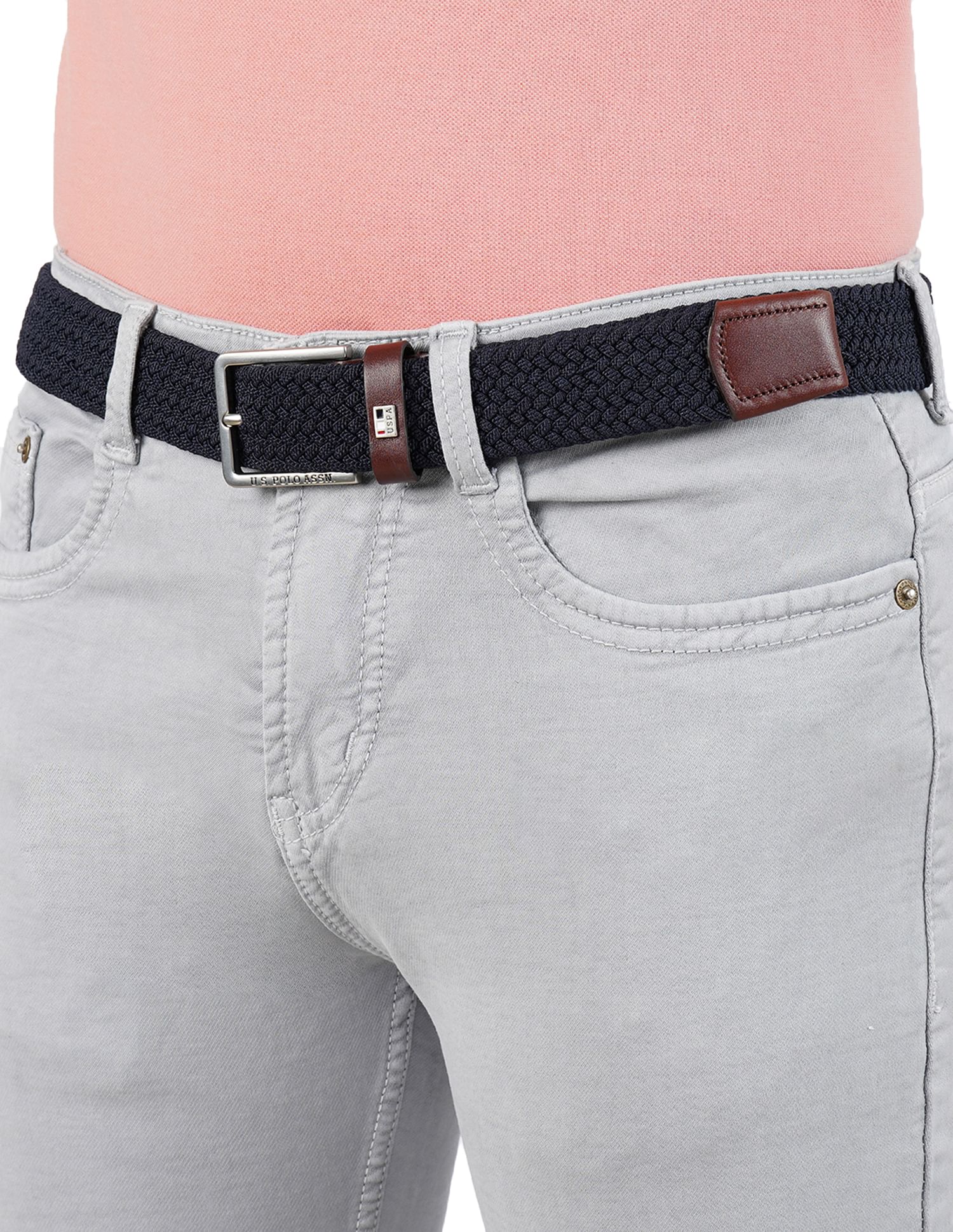 Braided Leather Tipped Belt Navy - U.S. POLO ASSN. | Large