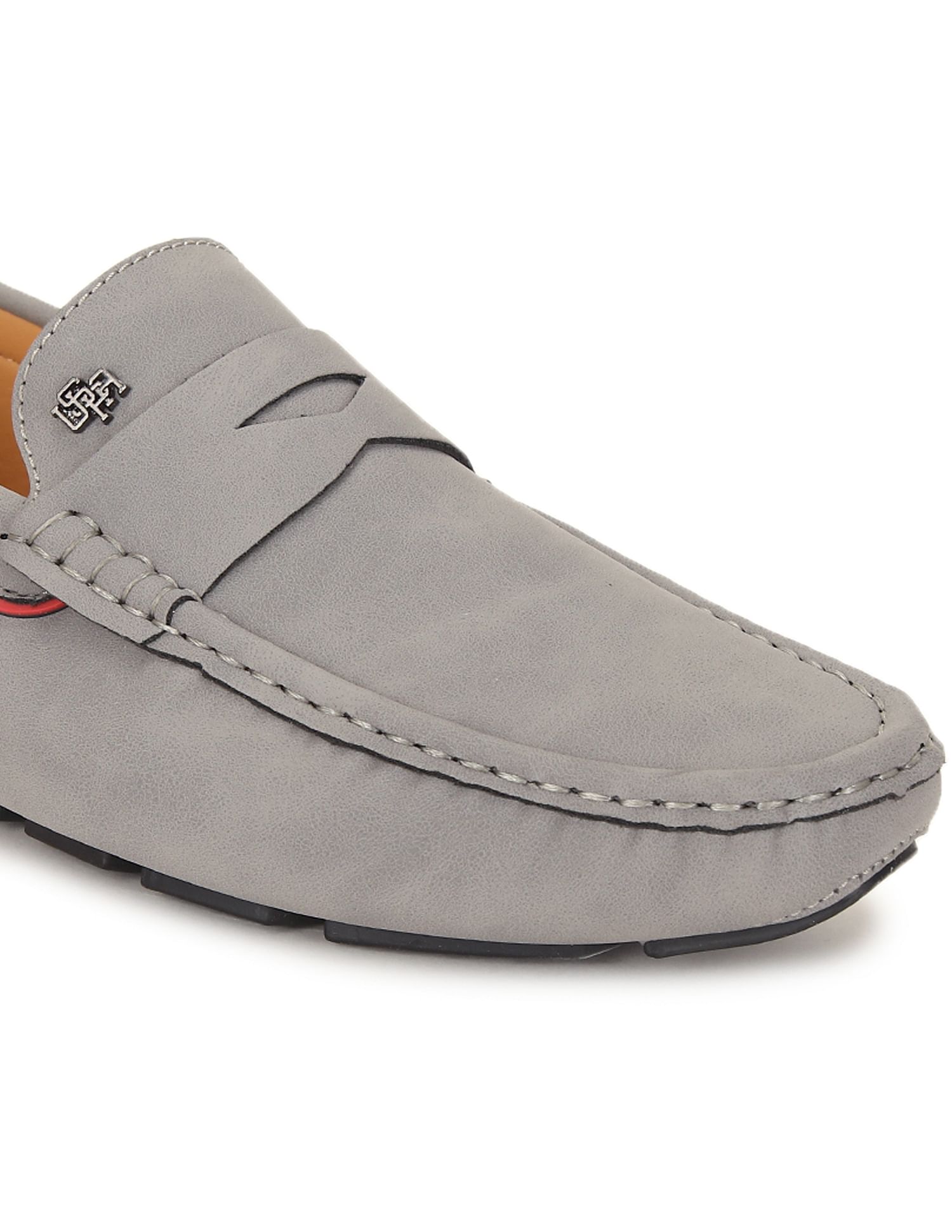 Men Round Toe Textured Curt Shoes Grey - U.S. Polo Assn. India | Large