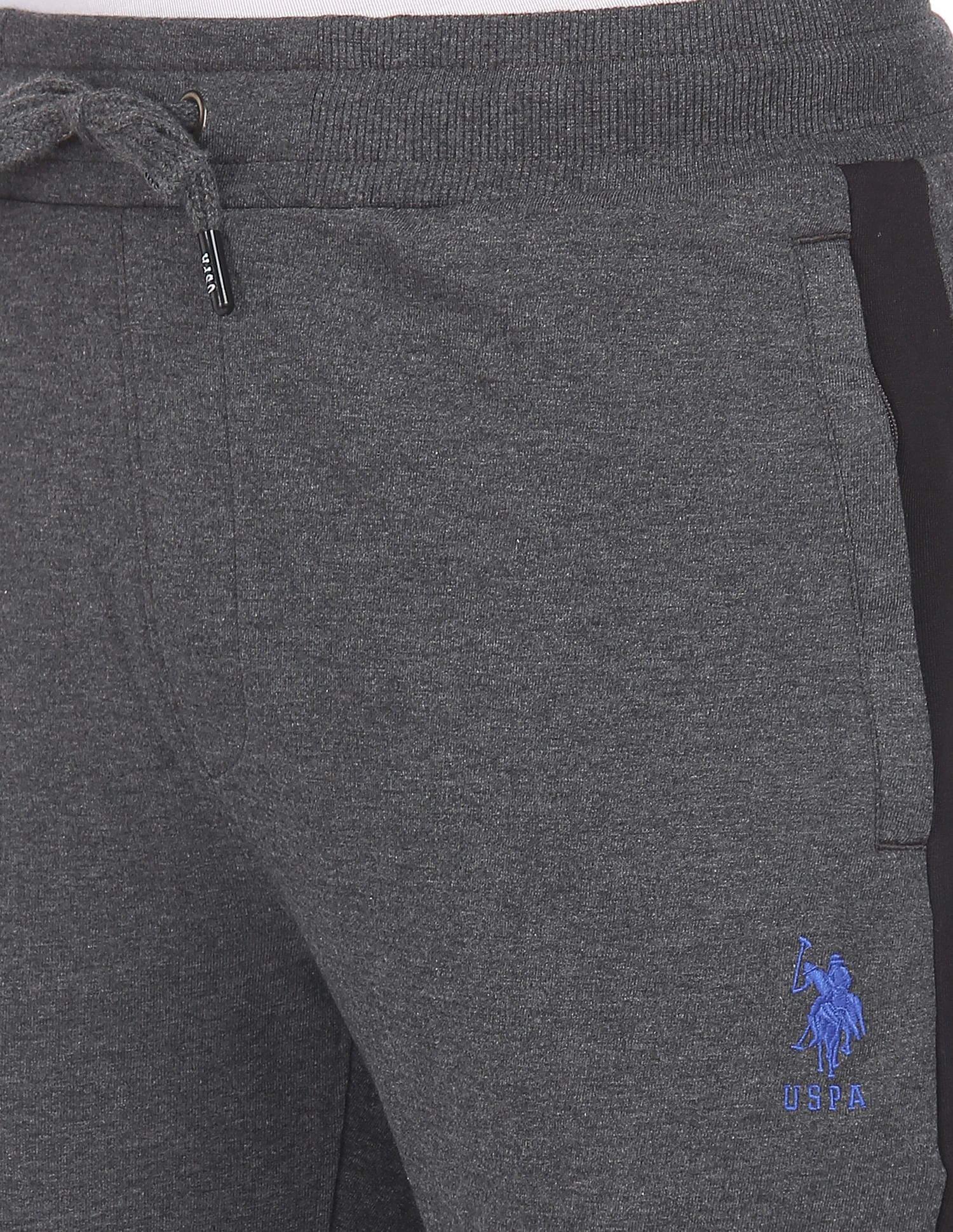 Men Grey Mid Rise Heathered Joggers Grey - U.S. POLO ASSN. | Large