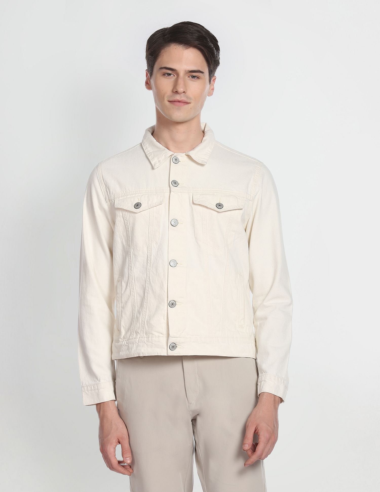 Men White Twill Solid Denim Jacket – U.S. Polo Assn. India