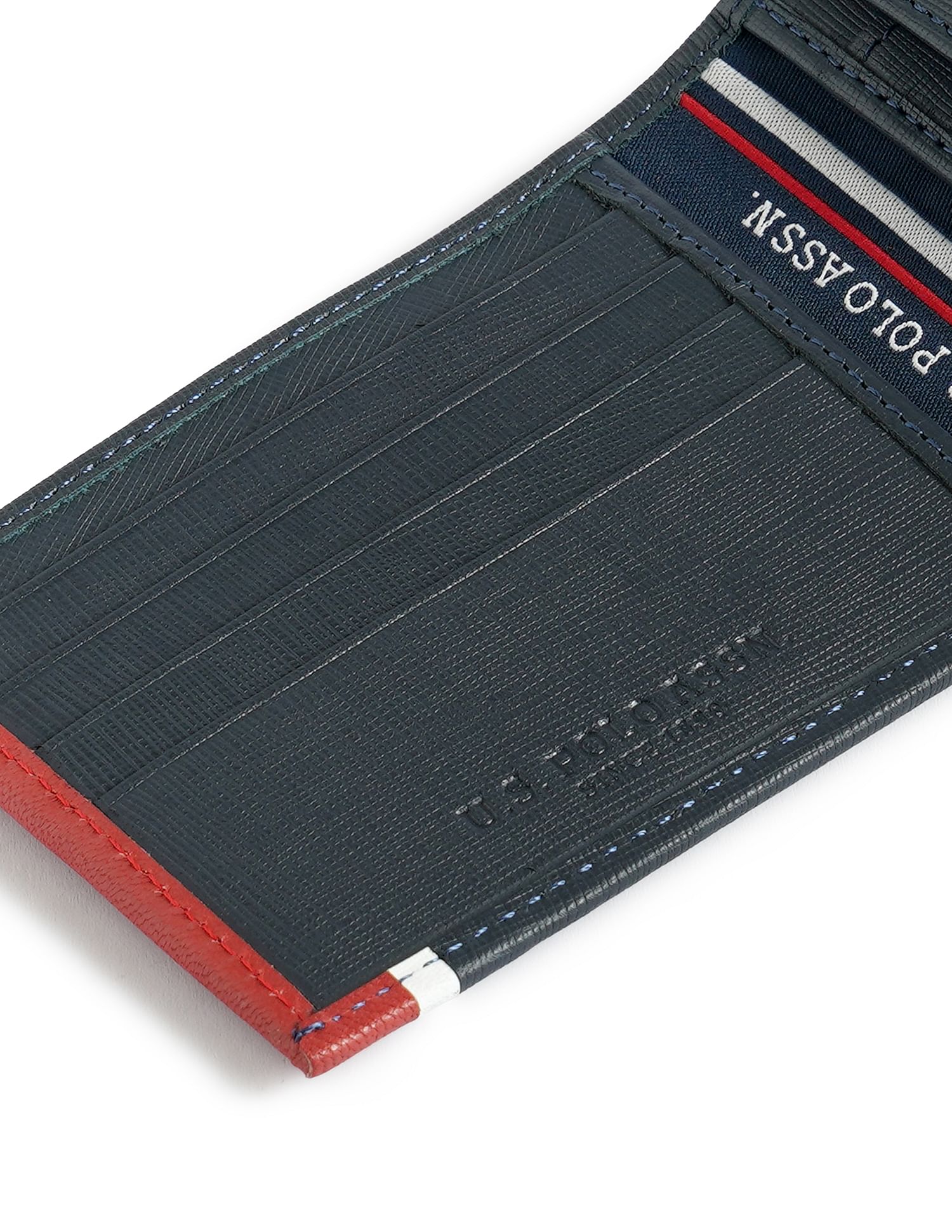 Bi-Fold Textured Leather Wallet Navy - U.S. POLO ASSN. | Large