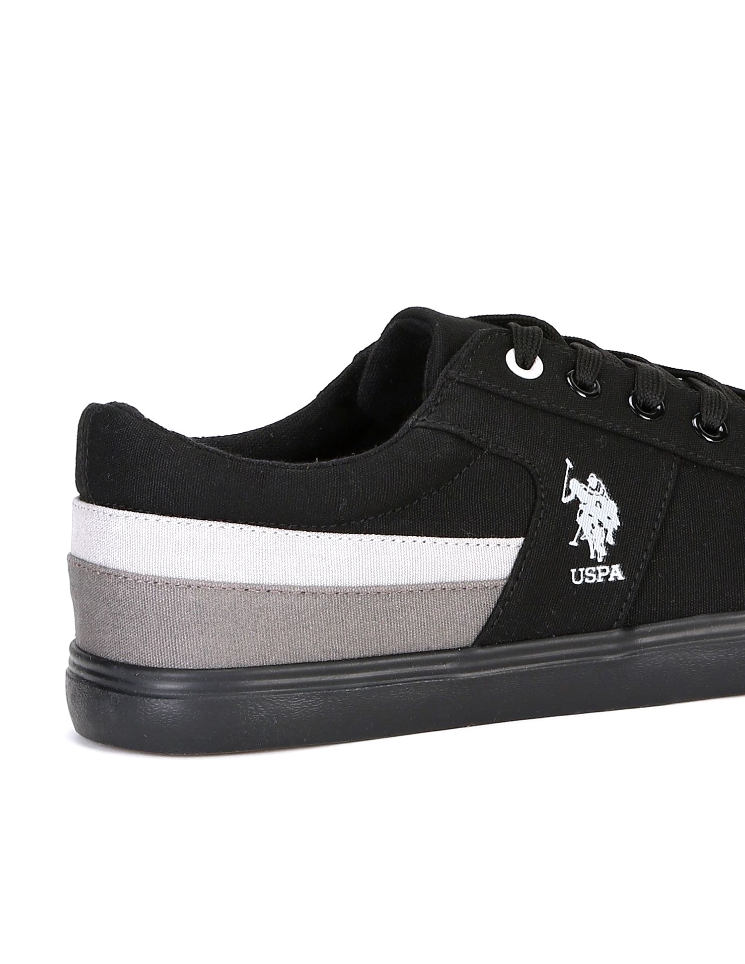 Men Contrast Stripe Canvas Clarkin Sneakers Black - U.S. POLO ASSN. | Large