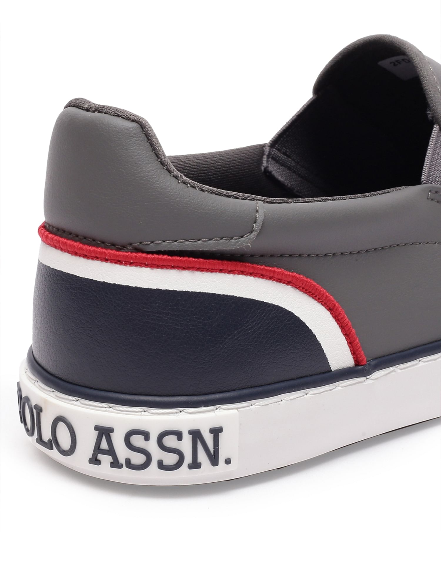 Men Round Toe Solid Timeo Slip On Sneakers Grey - U.S. Polo Assn. India | Large