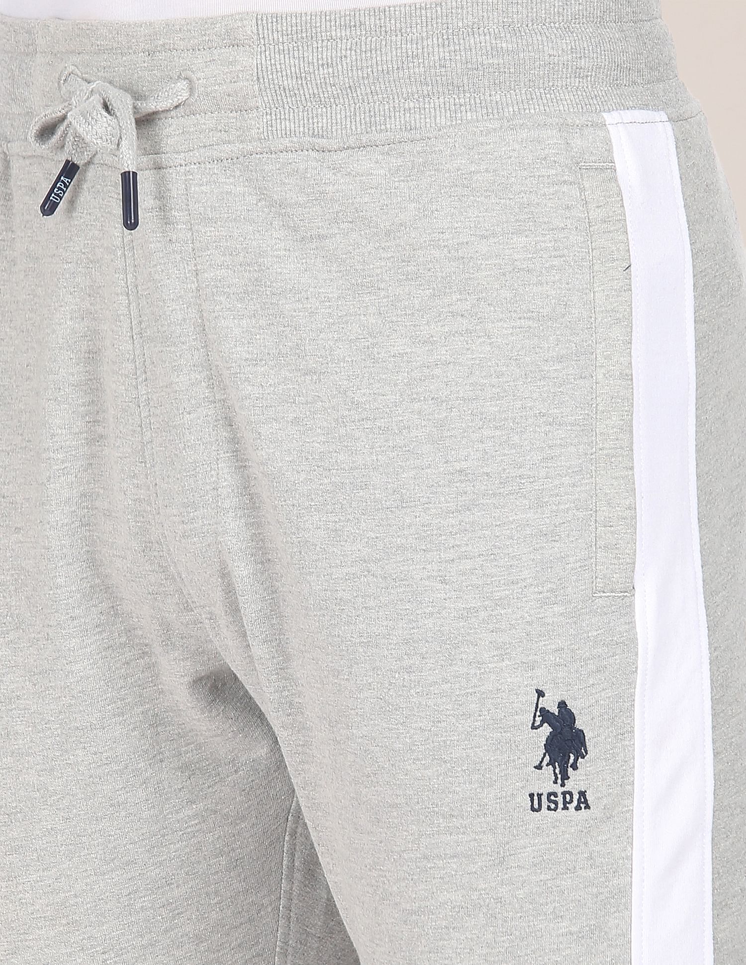 Men Grey Mid Rise Solid Joggers Grey - U.S. POLO ASSN. | Large