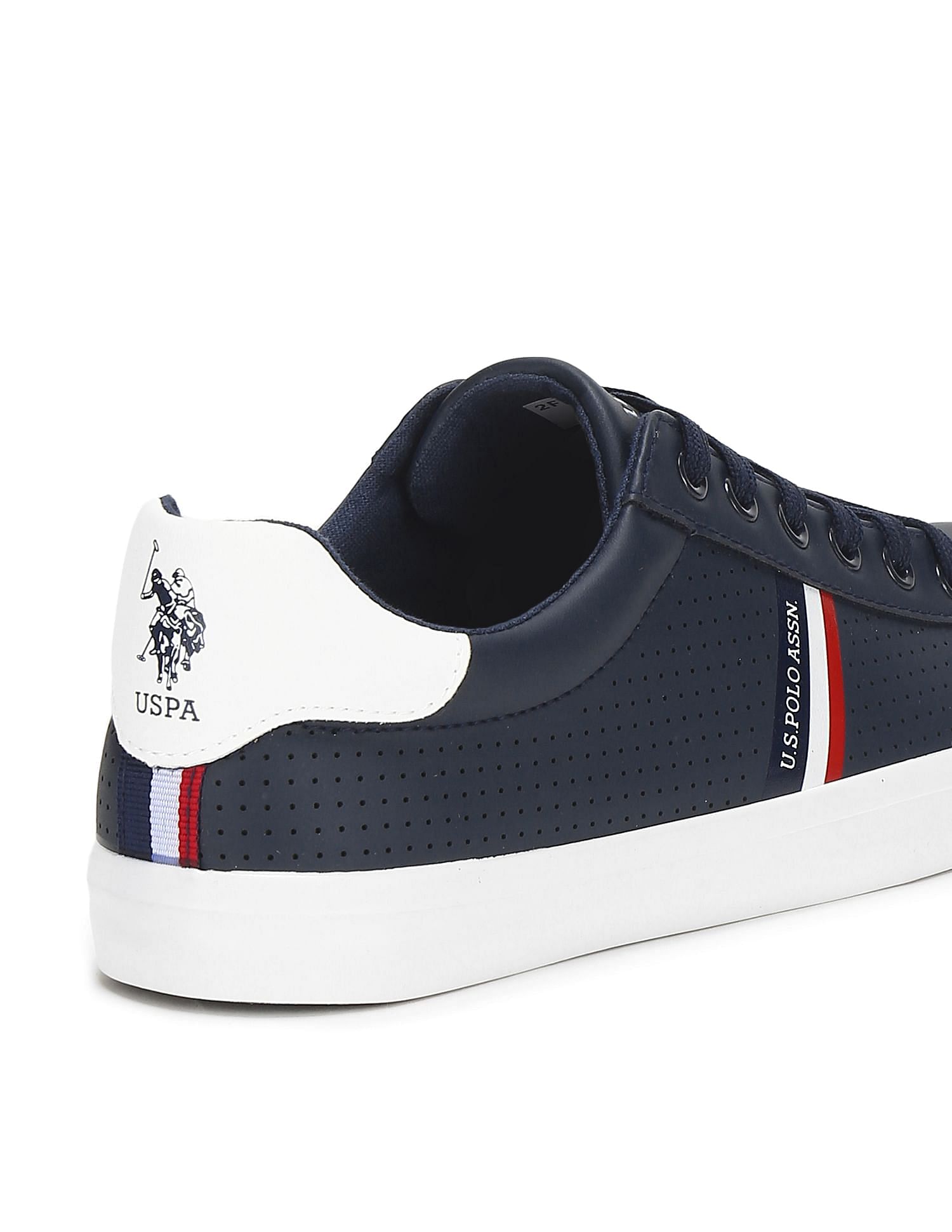 Men Perforated Lace Up Capron Sneakers Navy - U.S. Polo Assn. India | Large