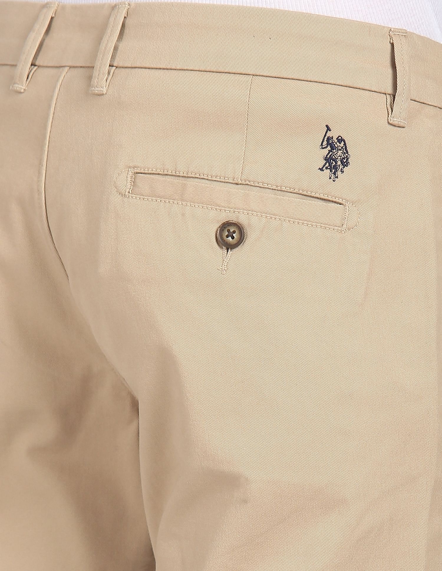 Mid Rise Slim Fit Casual Trousers Khaki - U.S. POLO ASSN. | Large