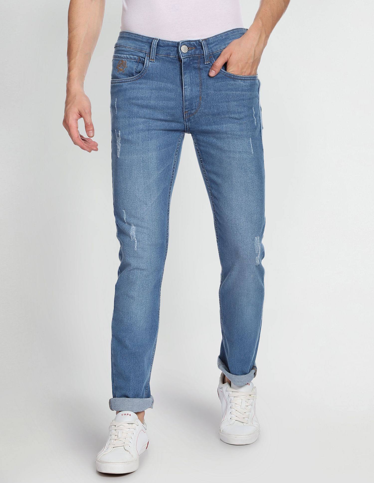 Regallo Skinny Fit Stone Wash Jeans Blue - U.S. Polo Assn. India | Large