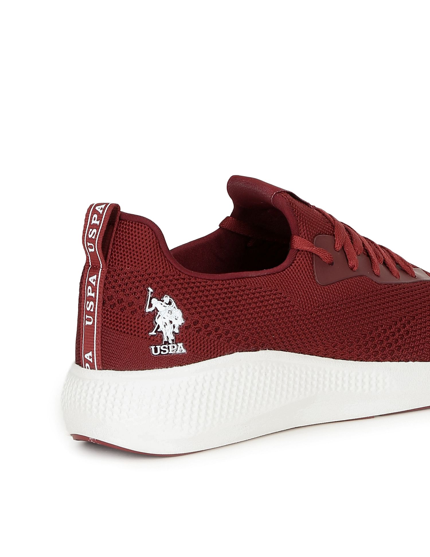 Men Round Toe Knit Lebron Sneakers Burgundy - U.S. Polo Assn. India | Large