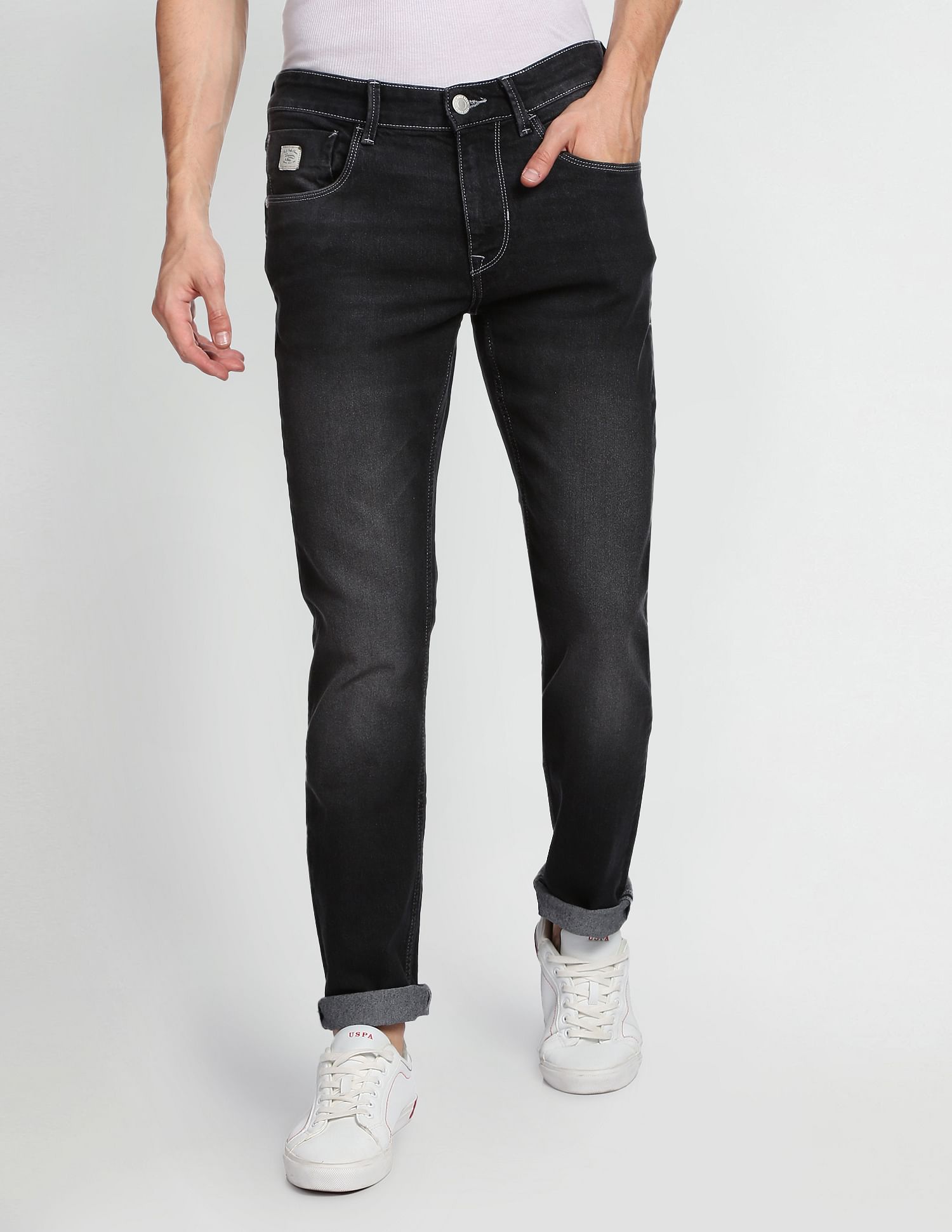 Stone Wash Brandon Slim Tapered Fit Jeans Black - U.S. Polo Assn. India | Large