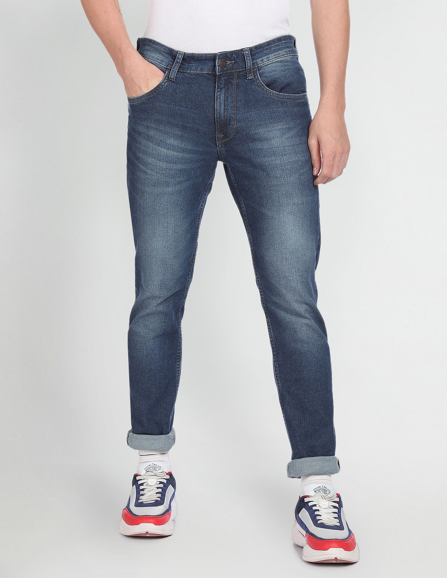 Stone Wash Brandon Slim Tapered Fit Jeans Dark Blue - U.S. POLO ASSN. | Large