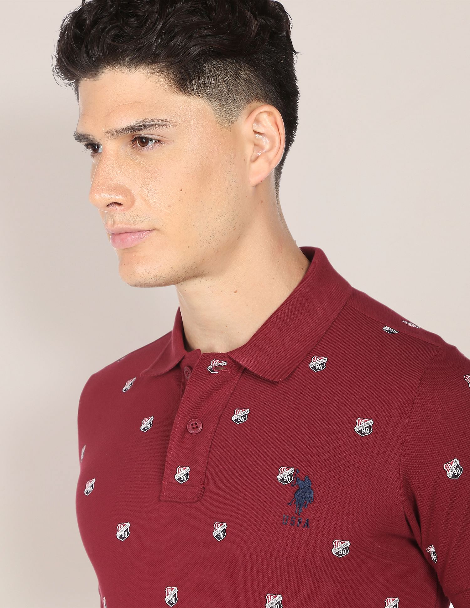 Shield Print Polo Shirt Dark Red - U.S. Polo Assn. India | Large