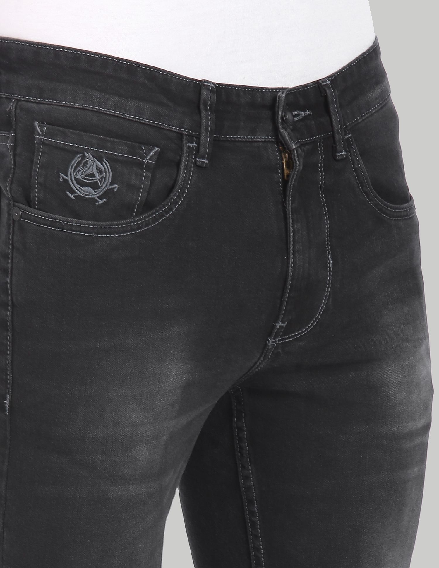 Men Black Mid Rise Regallo Skinny Fit Stone Wash Jeans Black - U.S. POLO ASSN. | Large