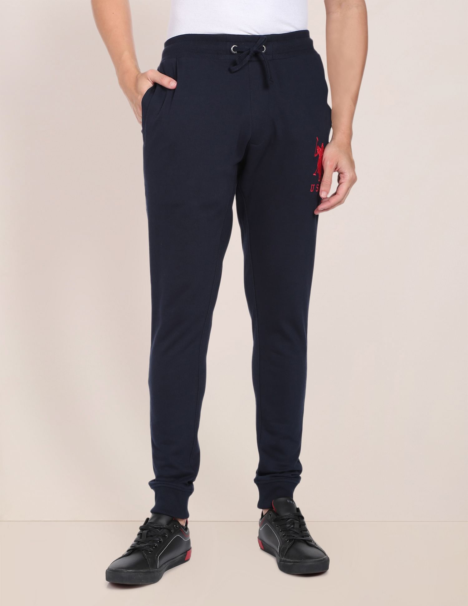 Drawstring Waist Embroidered Logo Joggers Navy - U.S. POLO ASSN. | Large
