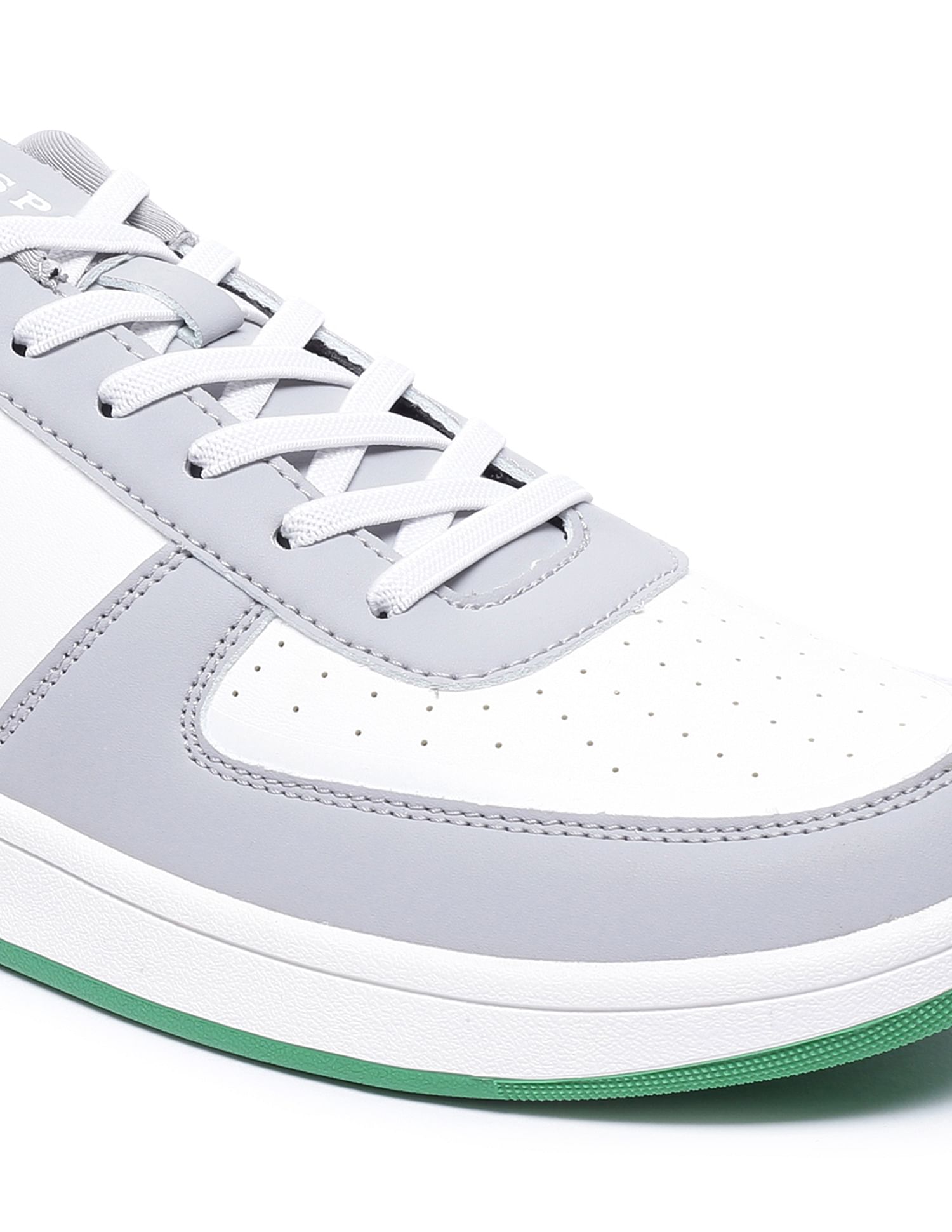 Men Colour Block Perforated Rein Sneakers Grey and White - U.S. Polo Assn. India | Large