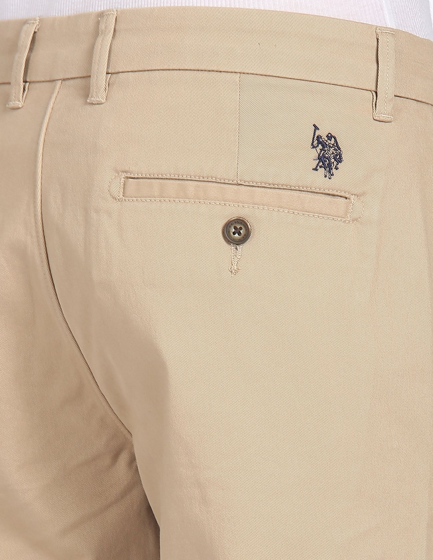 Mid Rise Twill Casual Trousers Khaki - U.S. POLO ASSN. | Large