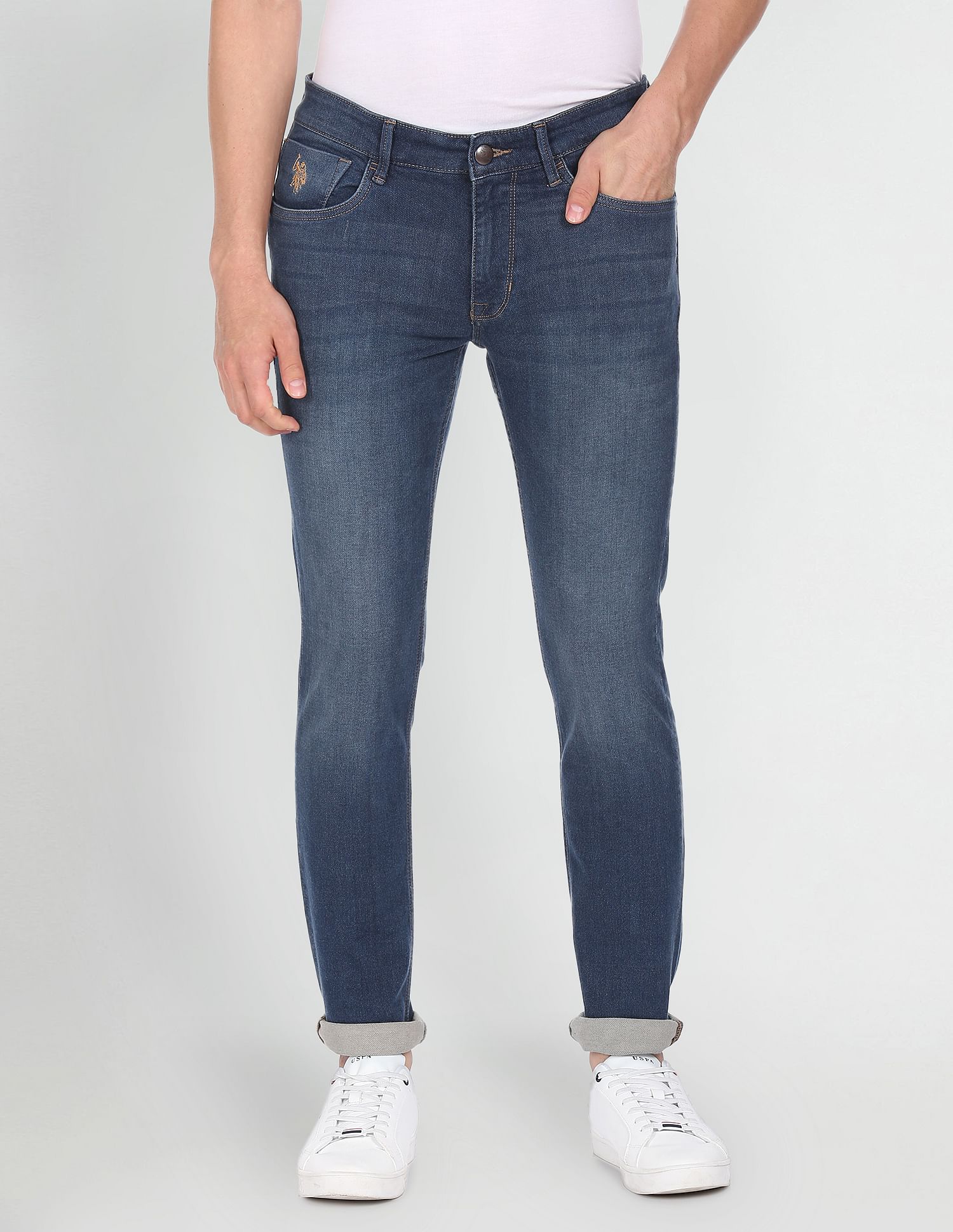 Brandon Slim Tapered Fit Stone Wash Jeans Blue - U.S. POLO ASSN. | Large