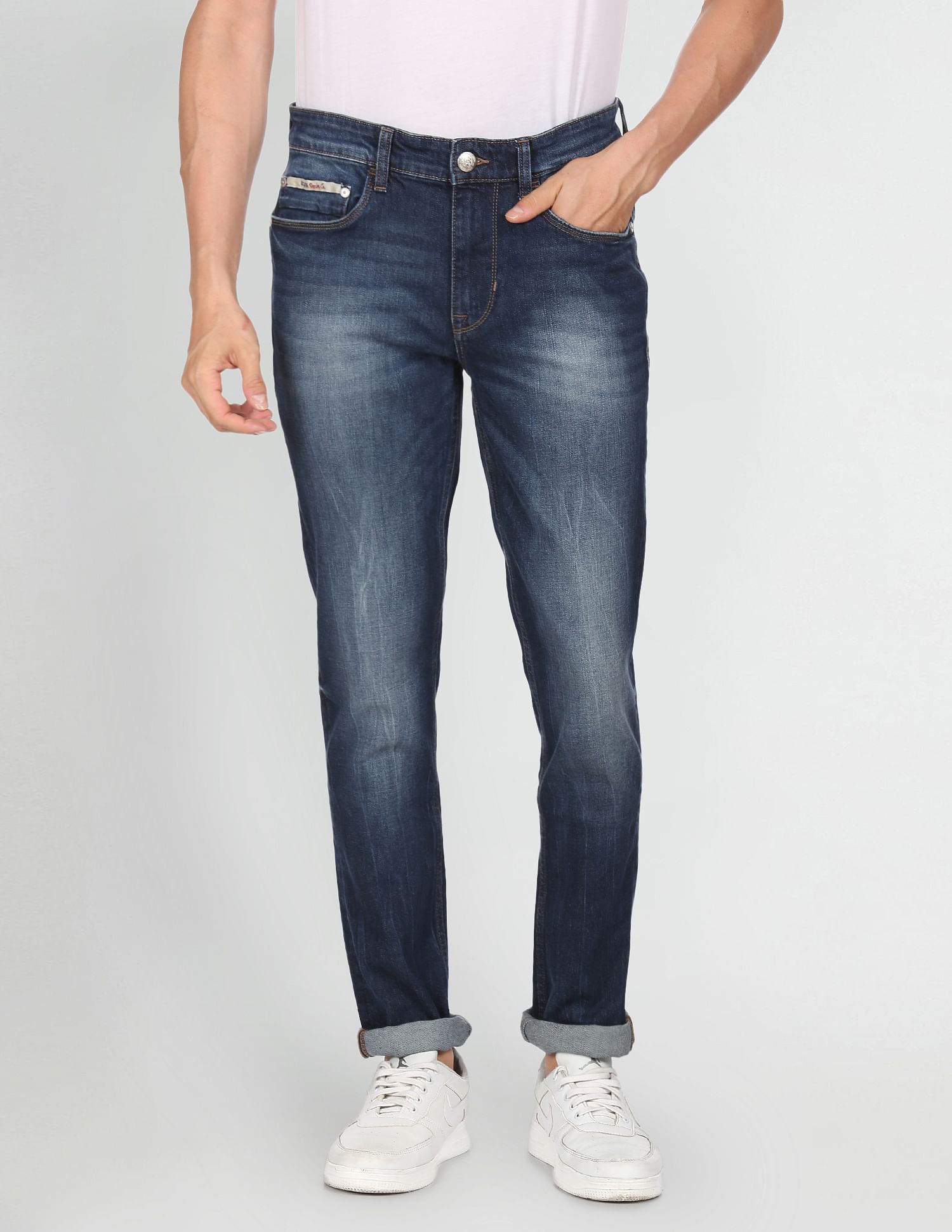 Men Blue Delta Slim Fit Stone Wash Jeans Blue - U.S. POLO ASSN. | Large