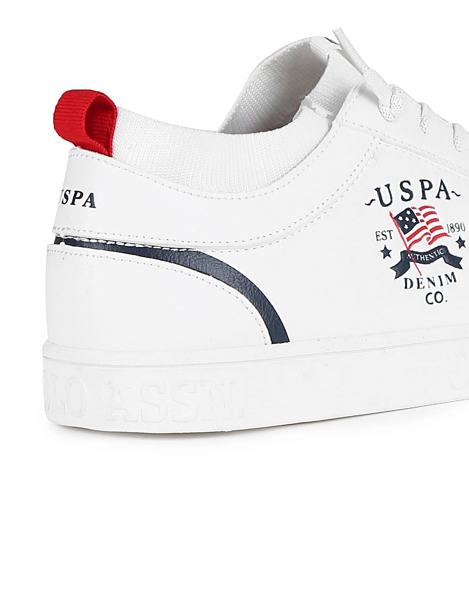 Men Round Toe Logo Hafer Sneakers White - U.S. Polo Assn. India | Large