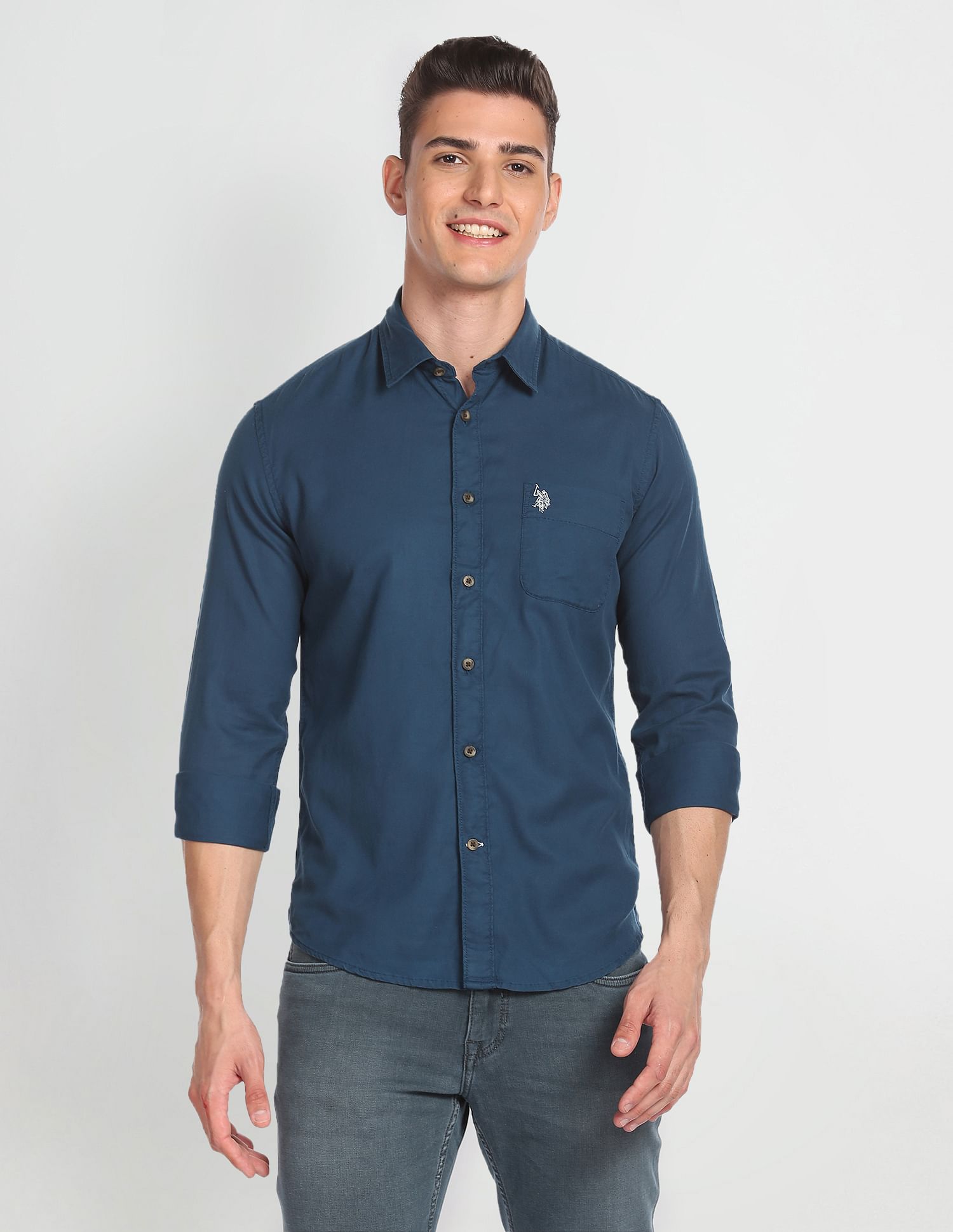 Solid Laundered Shirt Navy - U.S. Polo Assn. India | Large