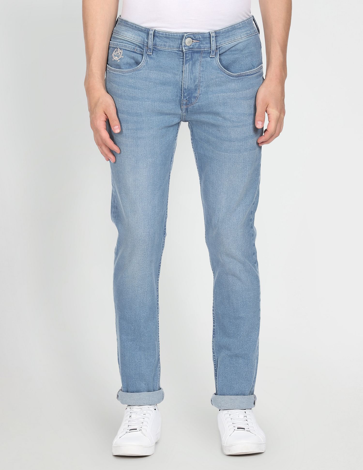 Men Blue Whiskered Brandon Slim Tapered Fit Jeans Blue - U.S. POLO ASSN. | Large