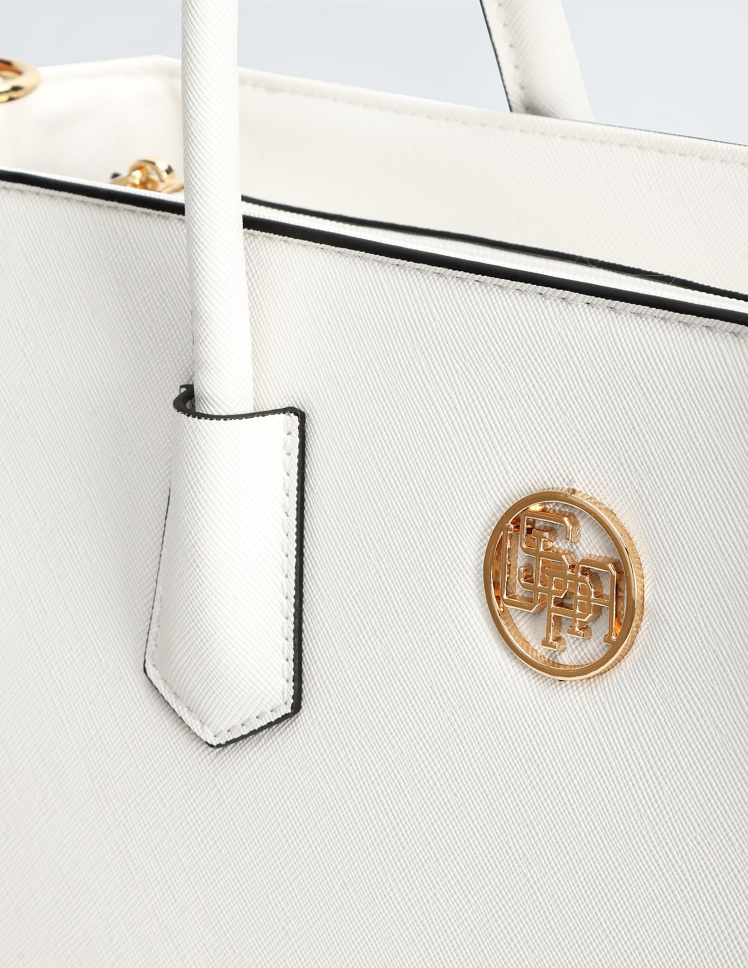 Metallic Hardware Structured Handbag White - U.S. POLO ASSN. | Large