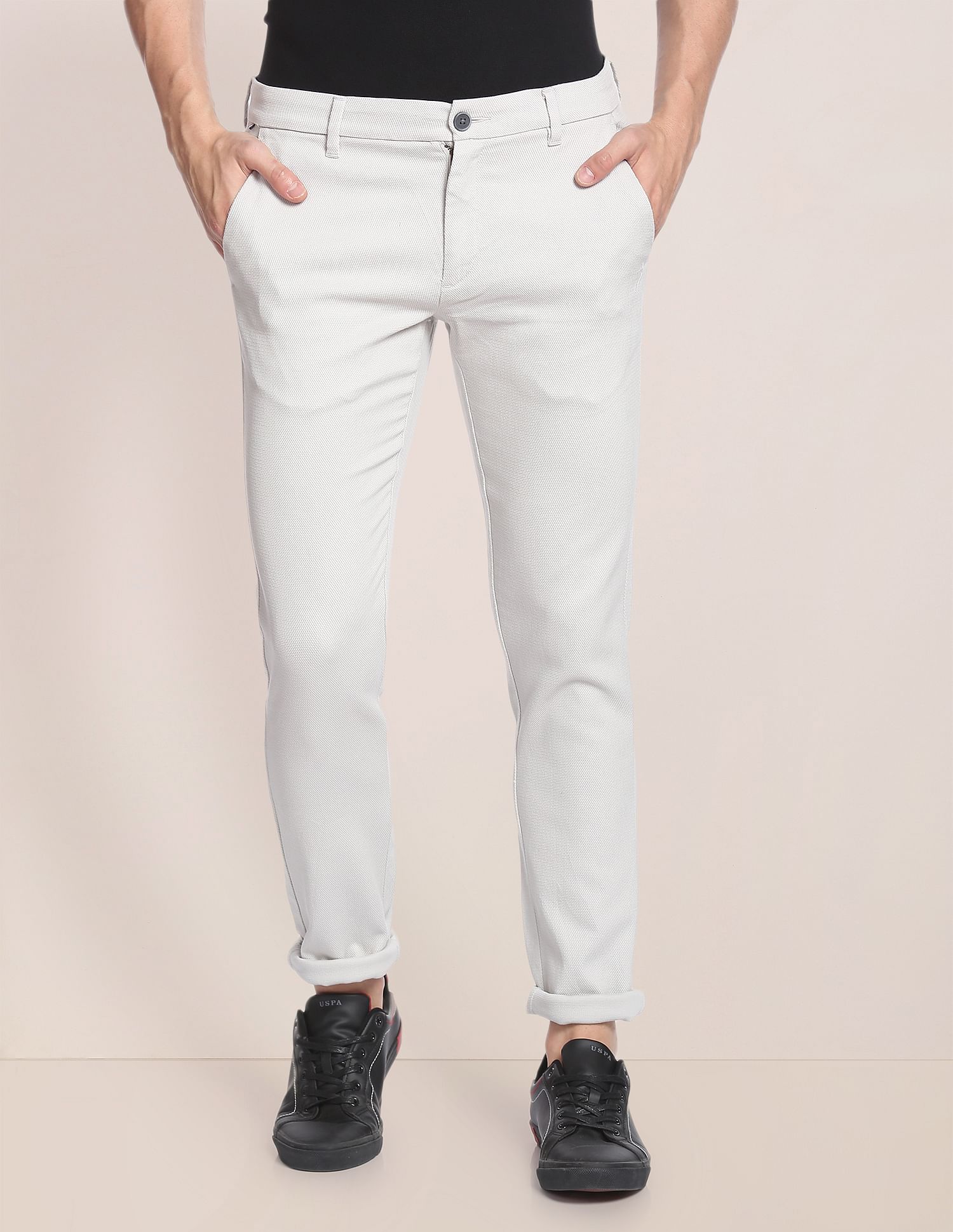 Austin Trim Fit Textured Casual Trousers – U.S. Polo Assn. India