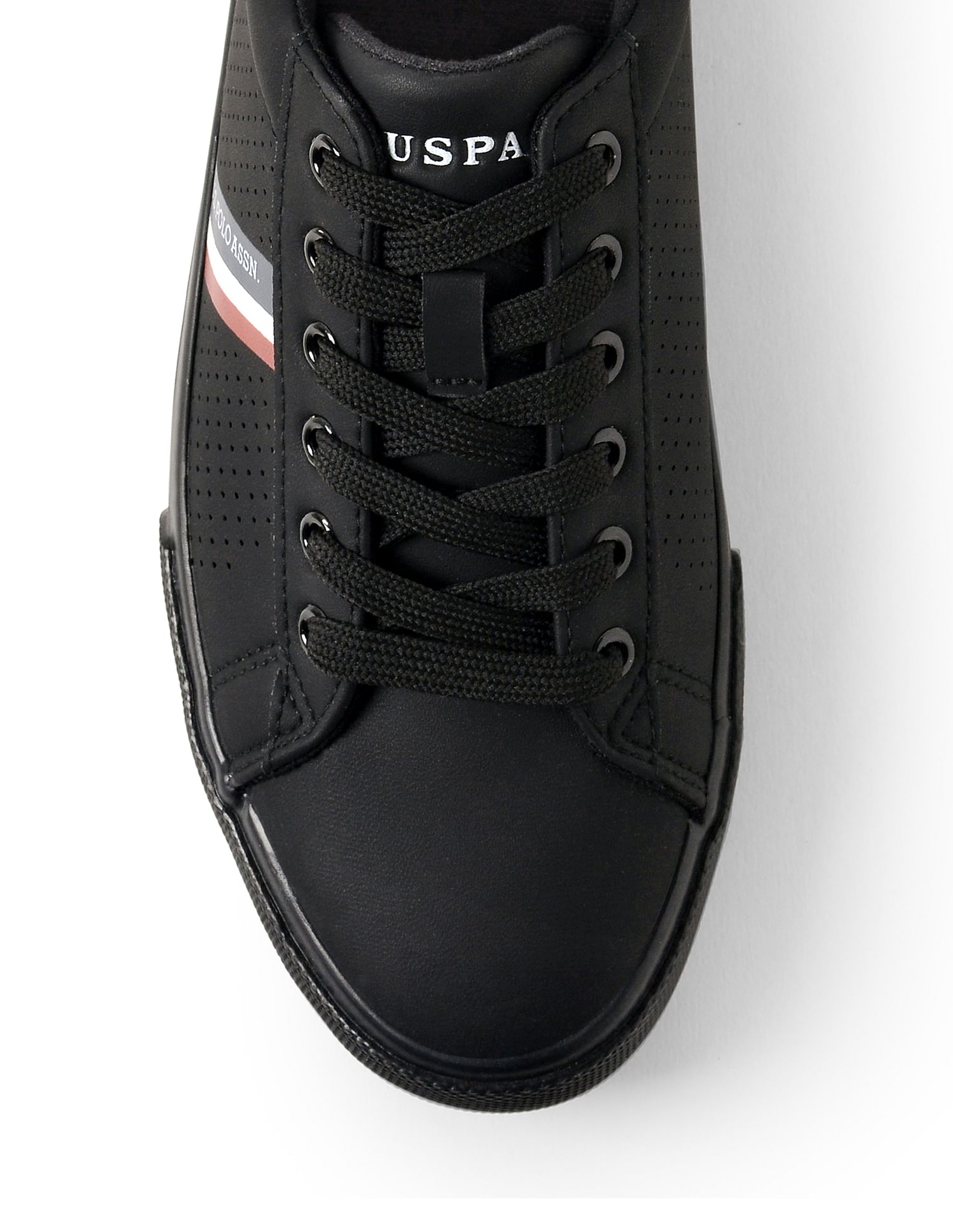 Men Brand Stripe Perforated Capron 2.0 Sneakers Black - U.S. Polo Assn. India | Large