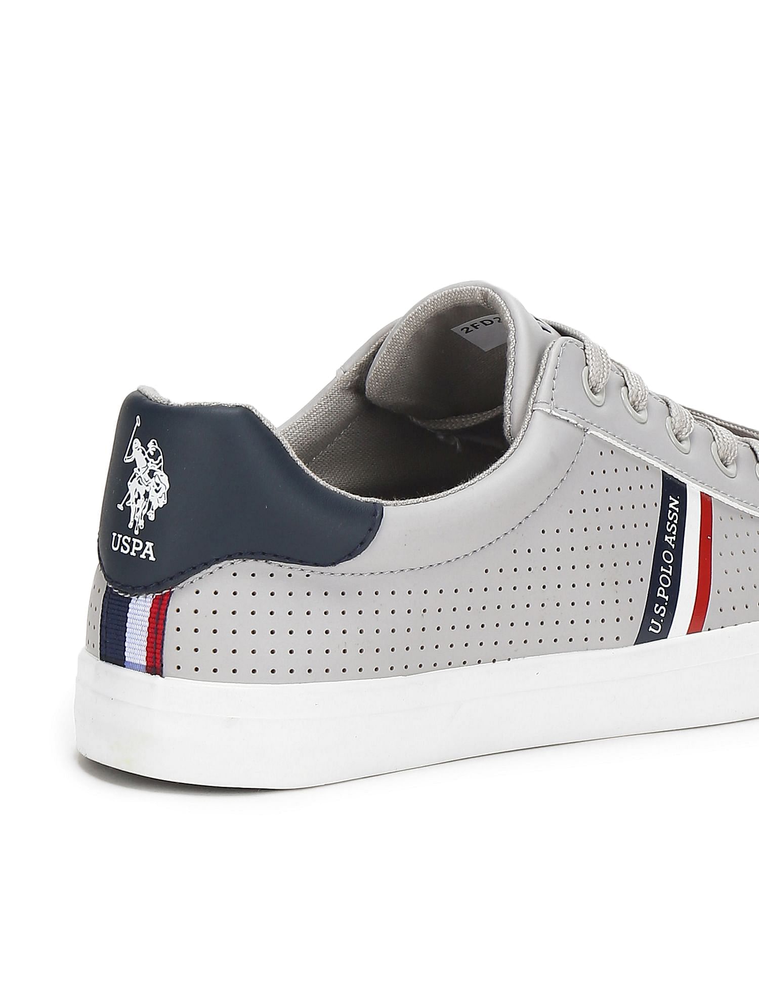 Men Perforated Lace Up Capron Sneakers Grey - U.S. Polo Assn. India | Large