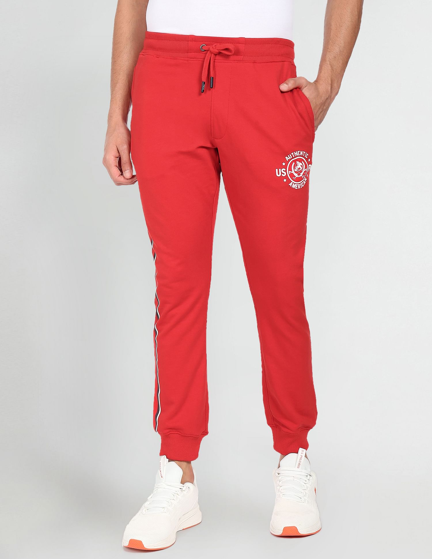 Elasticised Waist Brand Print Joggers Red - U.S. Polo Assn. India | Large