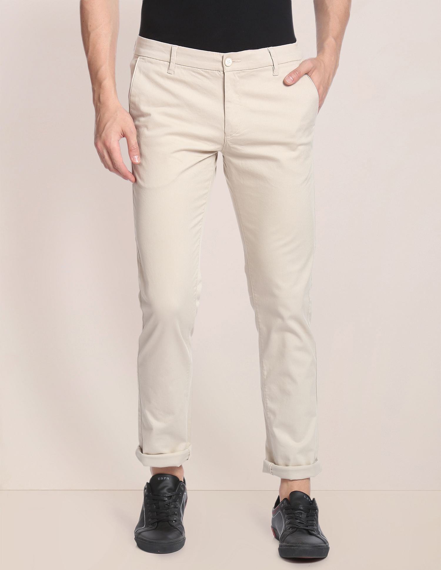 Herringbone Textured Casual Trousers – U.S. Polo Assn. India